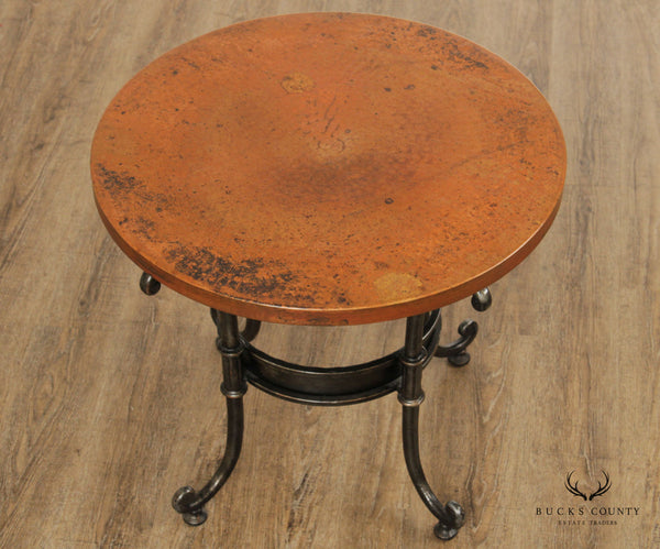 Industrial Style Copper Top Iron Base Side Table