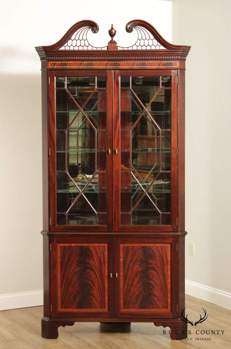 Stickley Flame Mahogany Chippendale Style Corner Cabinet (B)