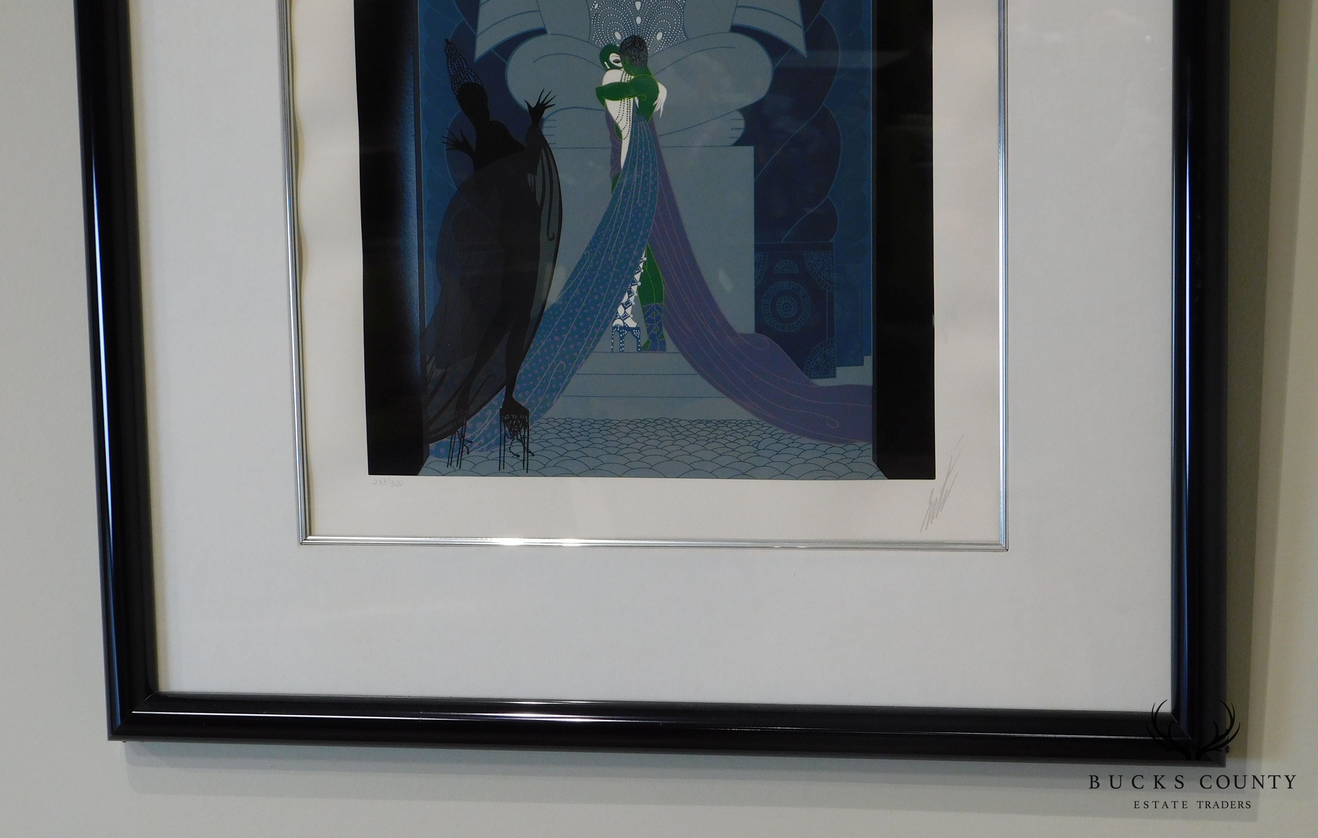 Erté "Lovers and Idol" Signed Framed Serigraph