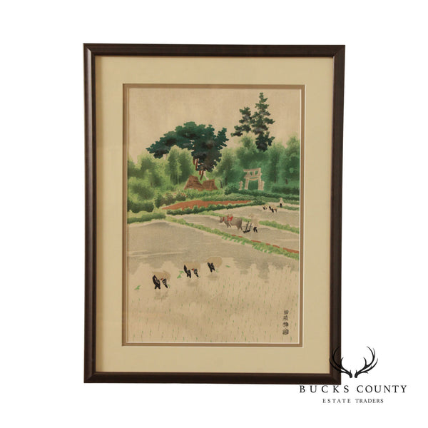 Vintage Japanese 'Rice Planting in Early Summer' Print, After Kotozuka Eiichi