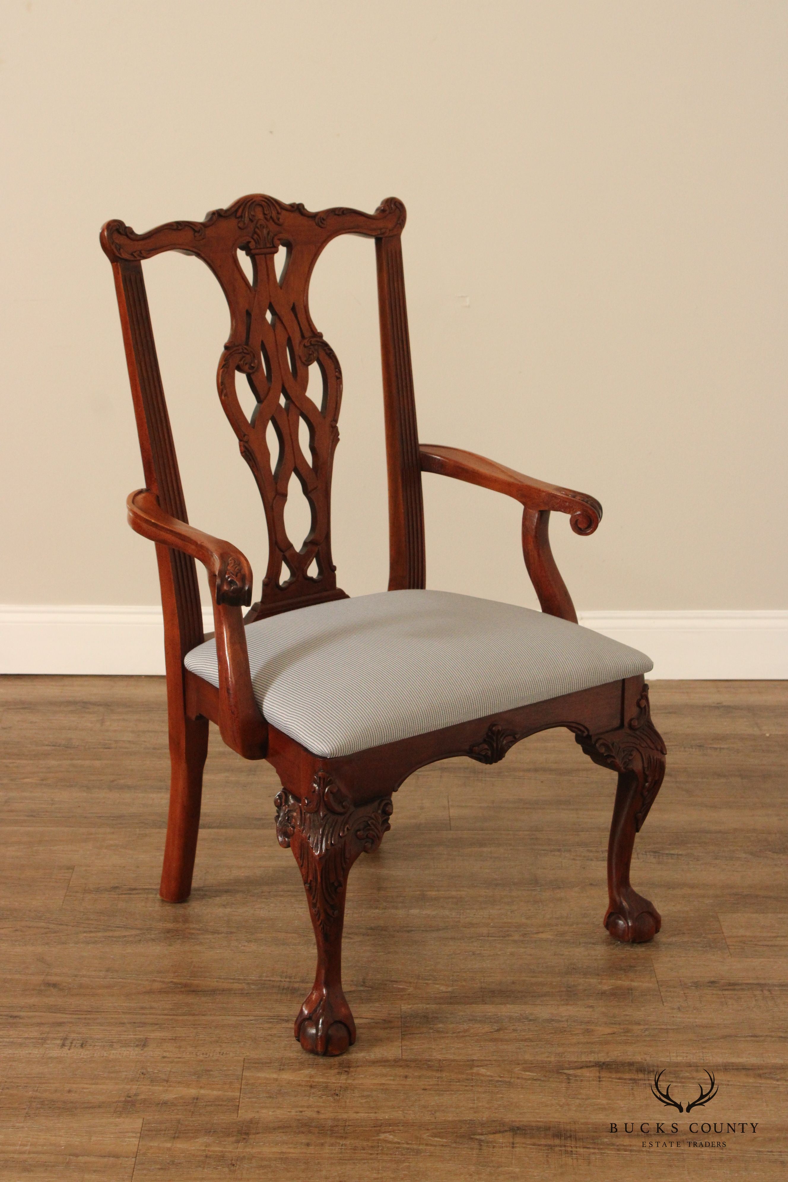 Stanley Chippendale Style Set of Eight Mahogany Ball and Claw Dining Chairs