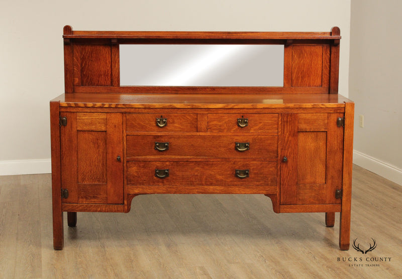 Stickley Brothers Quaint Furniture Antique Mission Oak Mirrored Sideboard