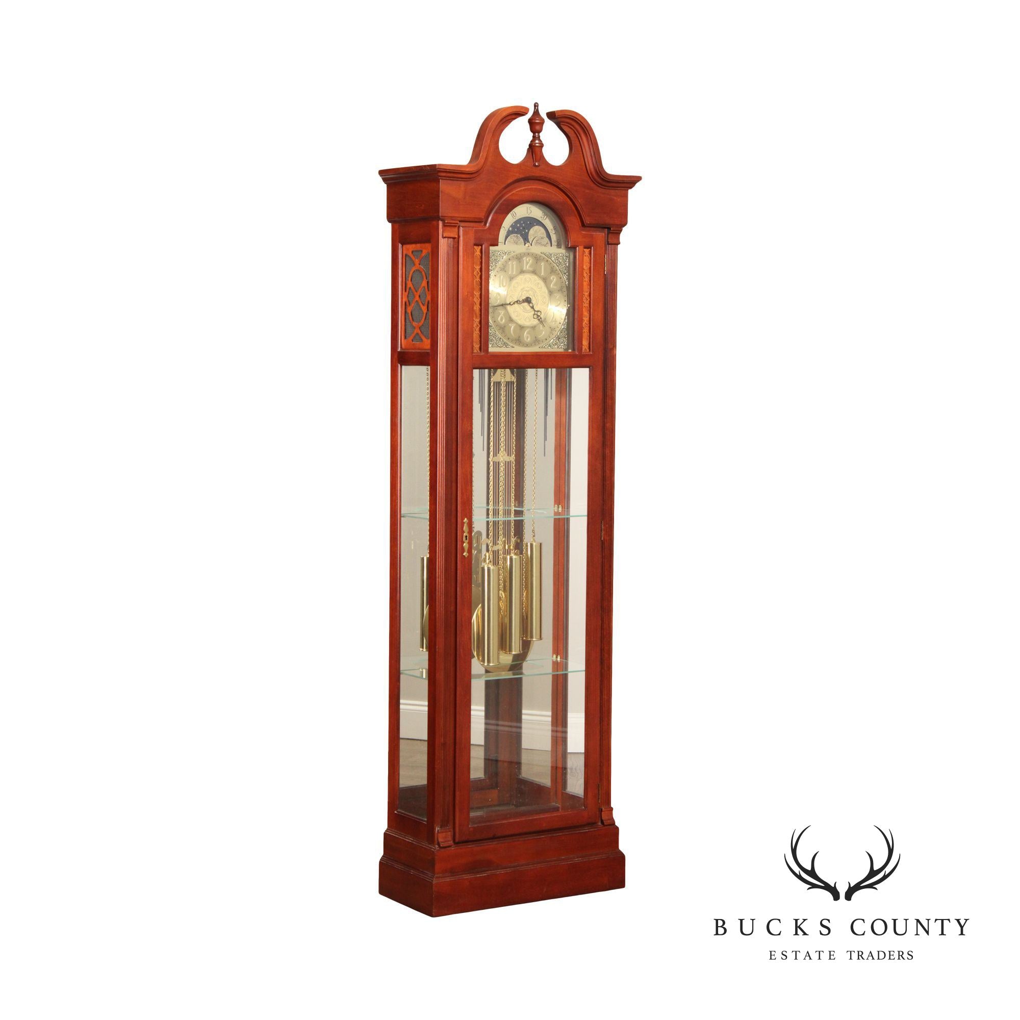 RIDGEWAY TRADITIONAL CHERRY TALL CASE GRANDFATHER CLOCK