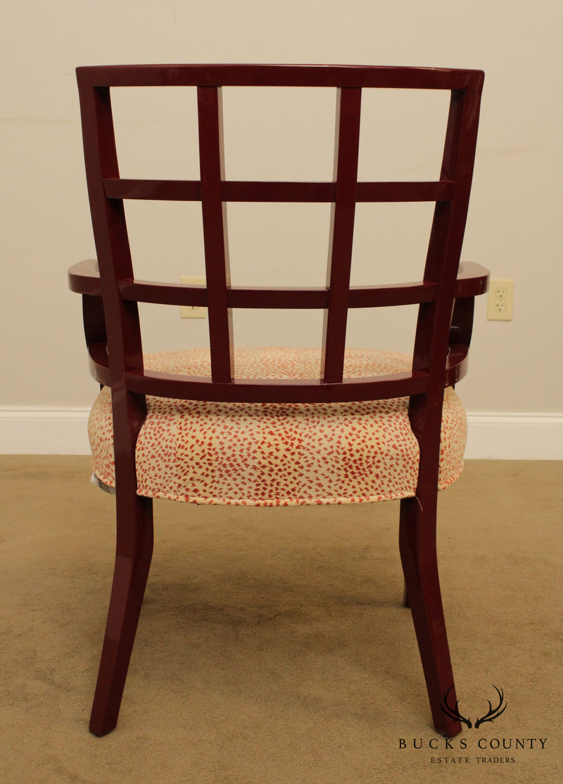 Century Furniture Vintage Asian Style Red Lacquer Ming Armchair