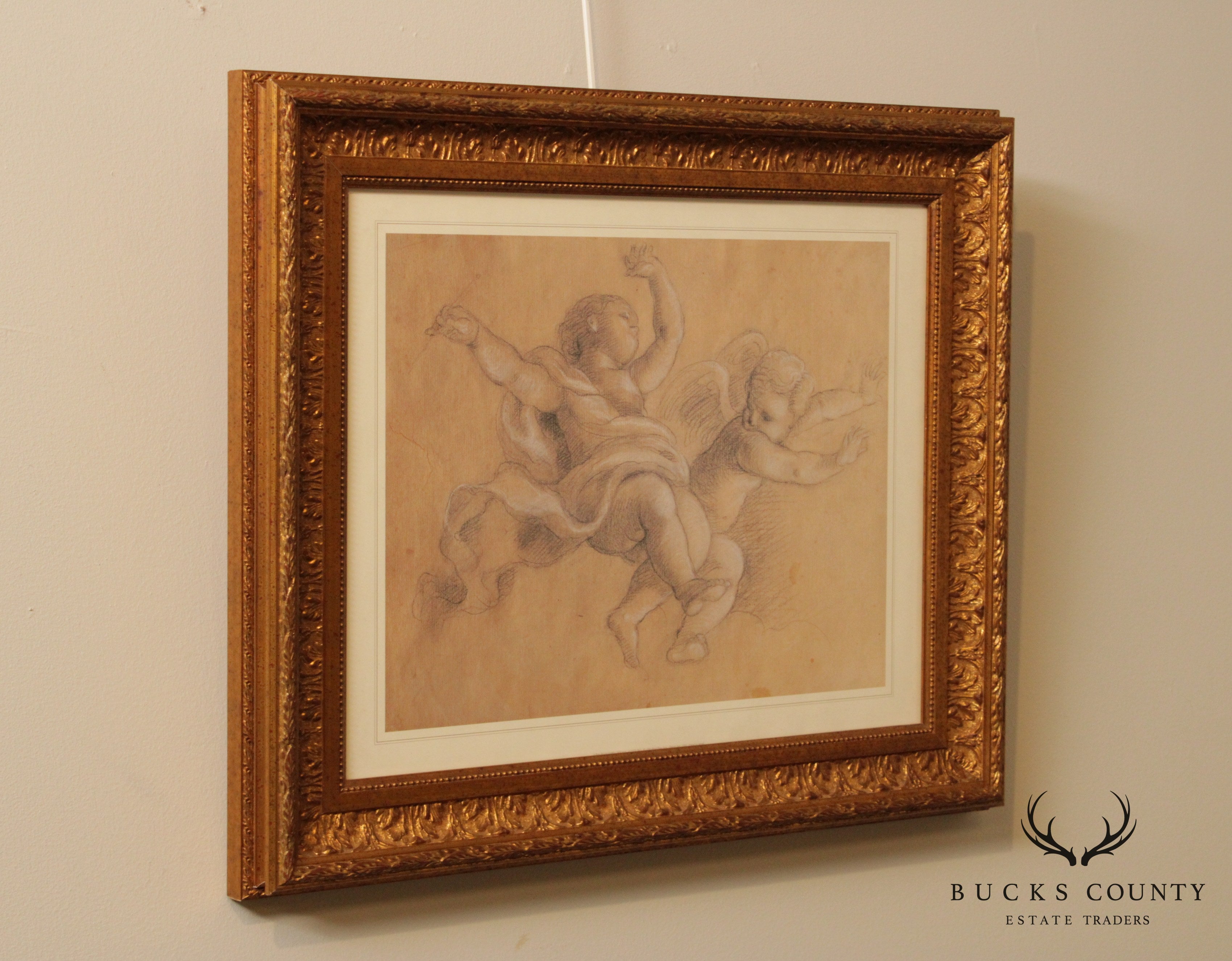 Gilt Frame Fine Art Print of Floating Cherubs