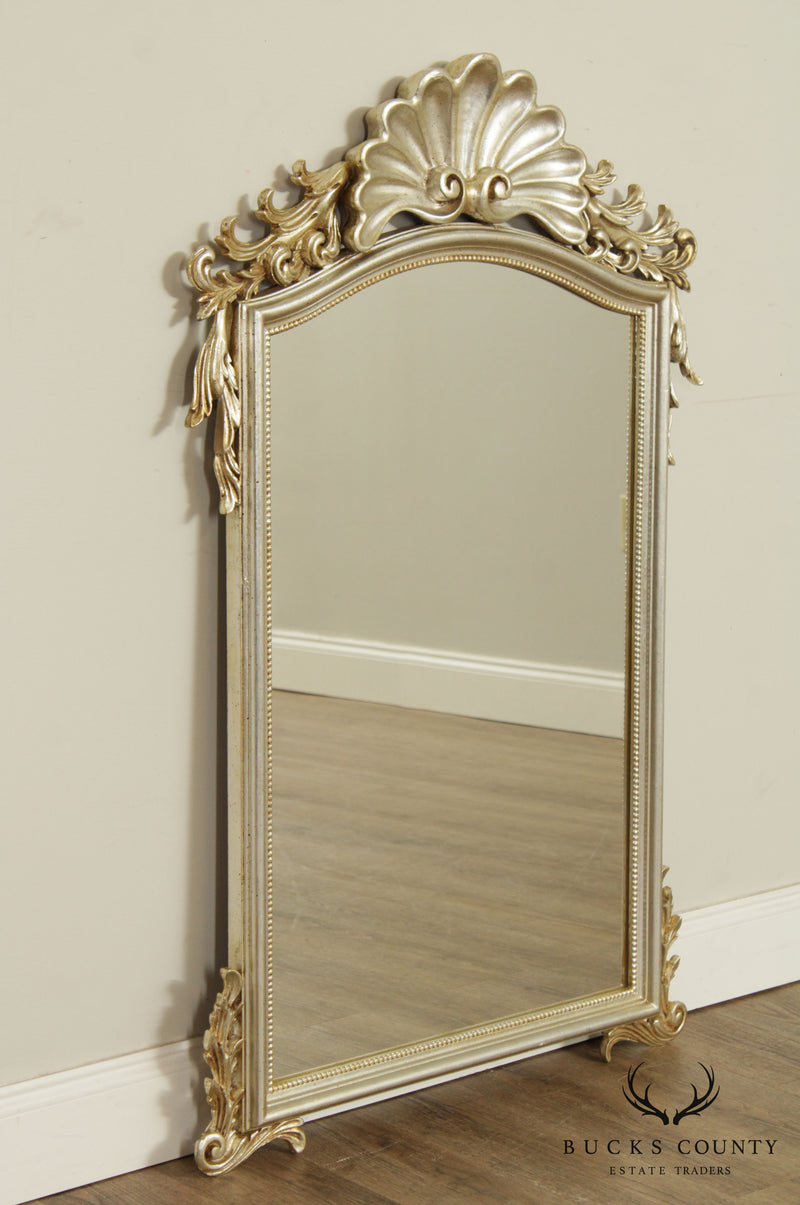 Italian Silver Giltwood Frame Carved Wall Mirror