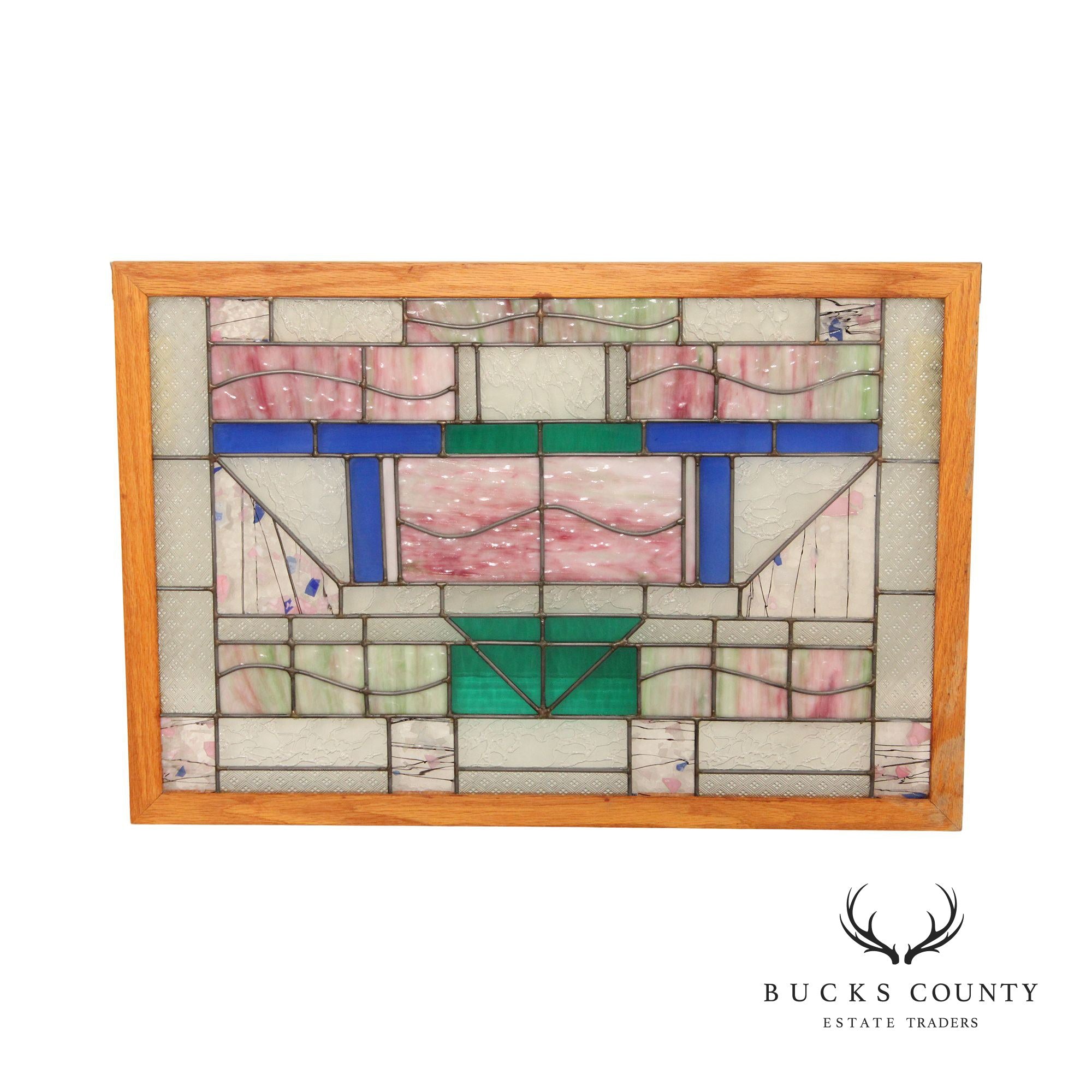 Arts and Crafts Style Stained Glass Panel or Transom