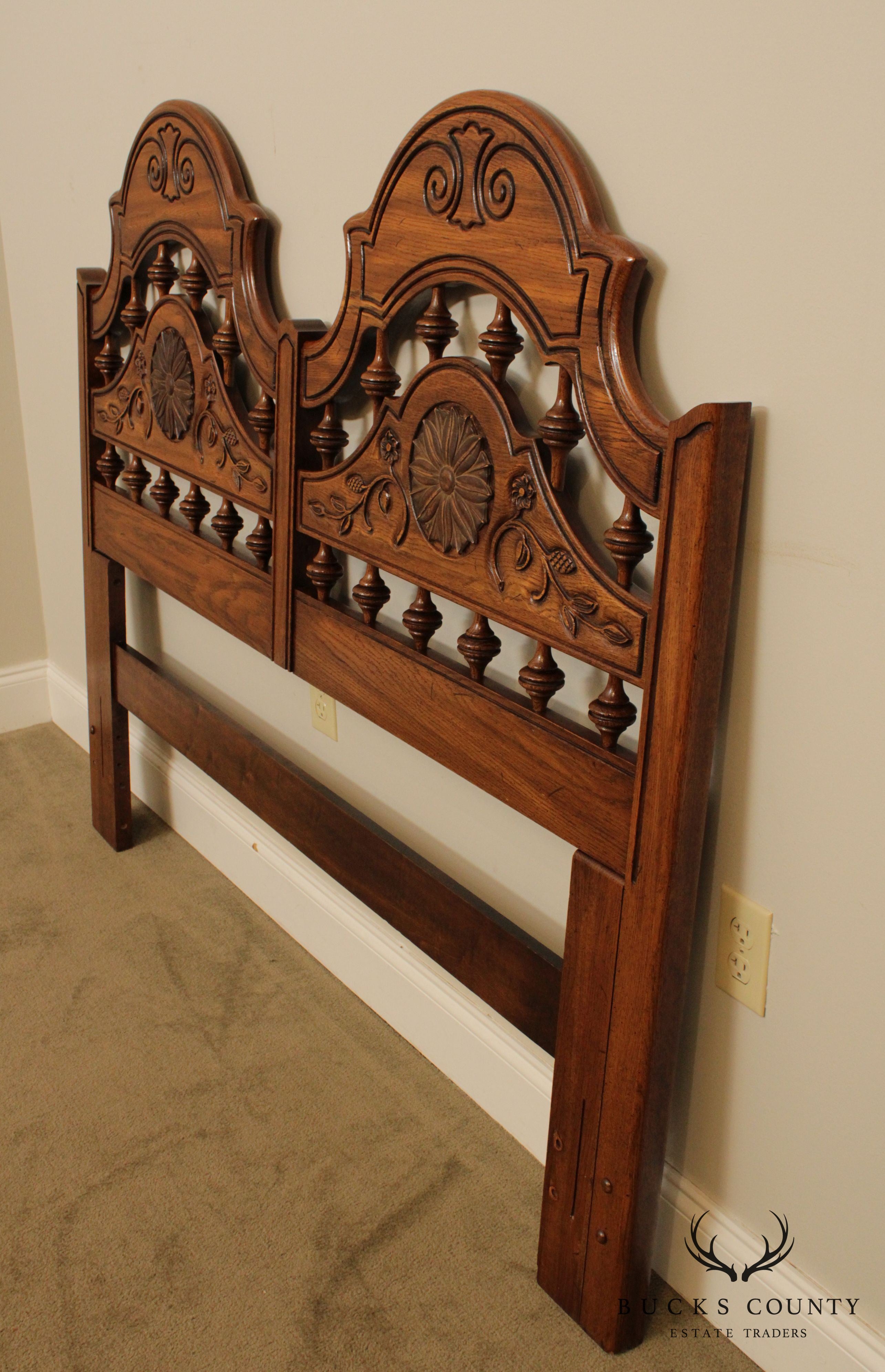 Thomasville French Country Style Vintage Oak Full or Queen Headboard