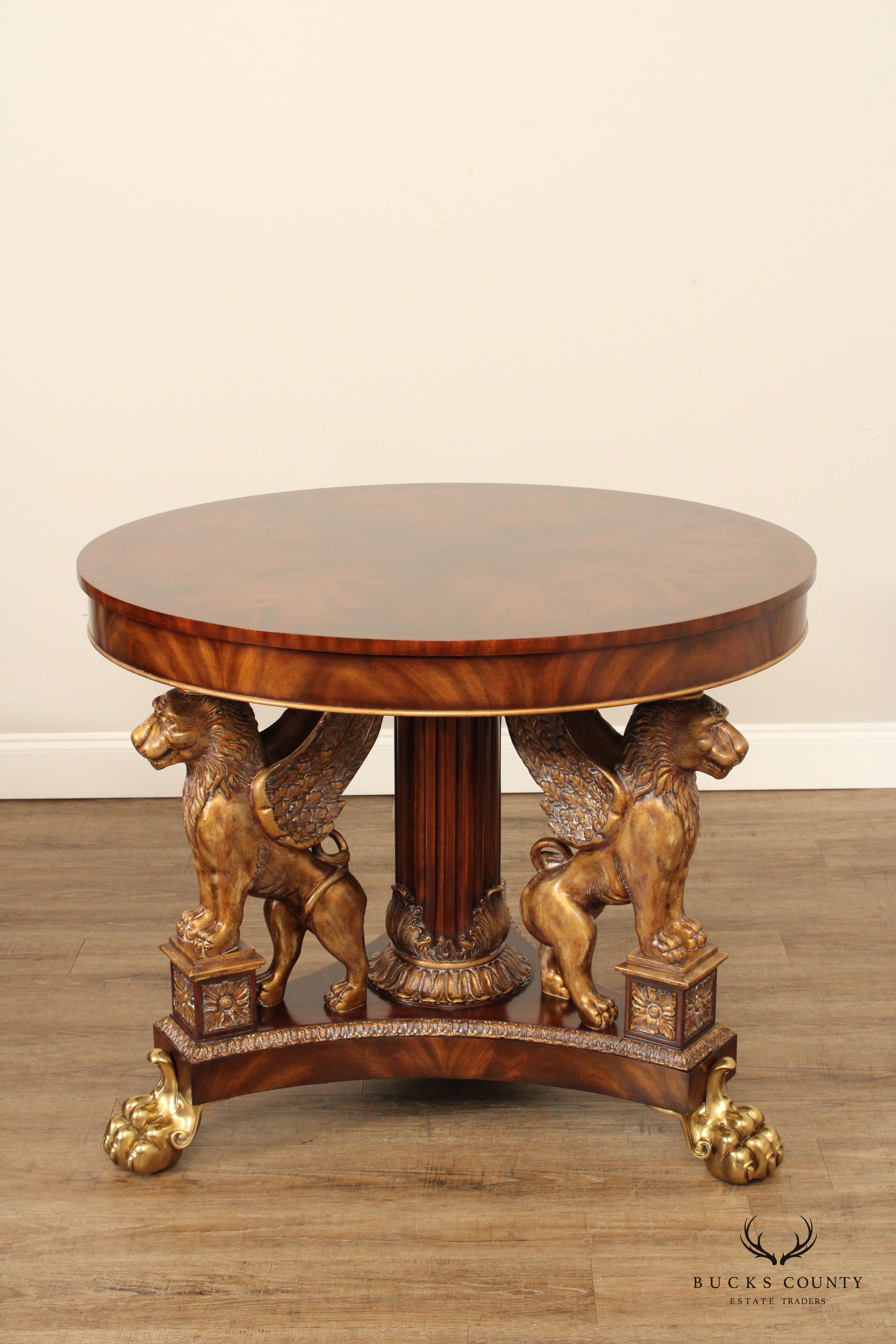 Maitland Smith French Empire Style Partial Gilt Mahogany Center Table