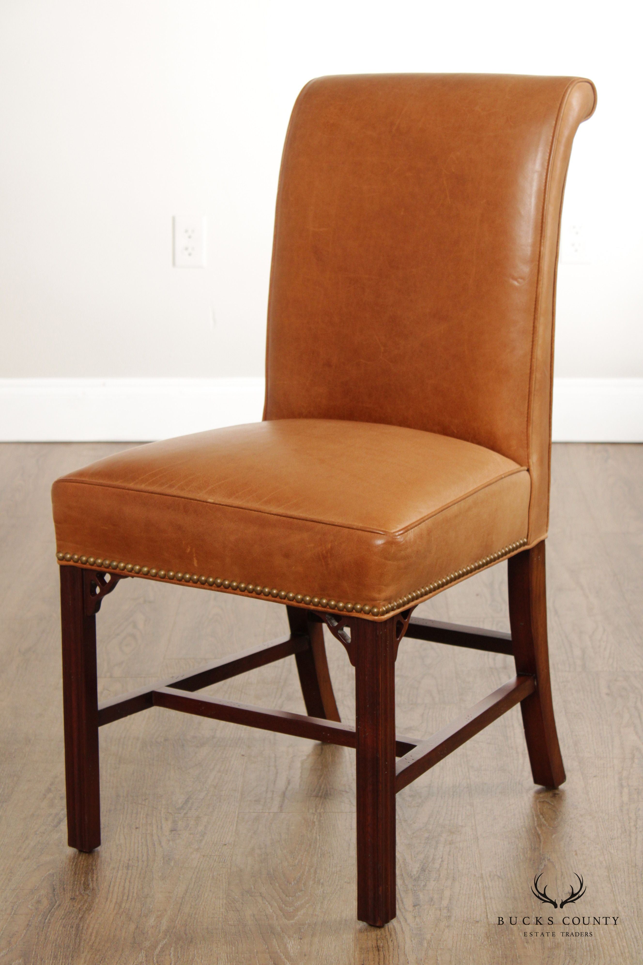 Hancock & Moore Chippendale Style Leather Side Chair