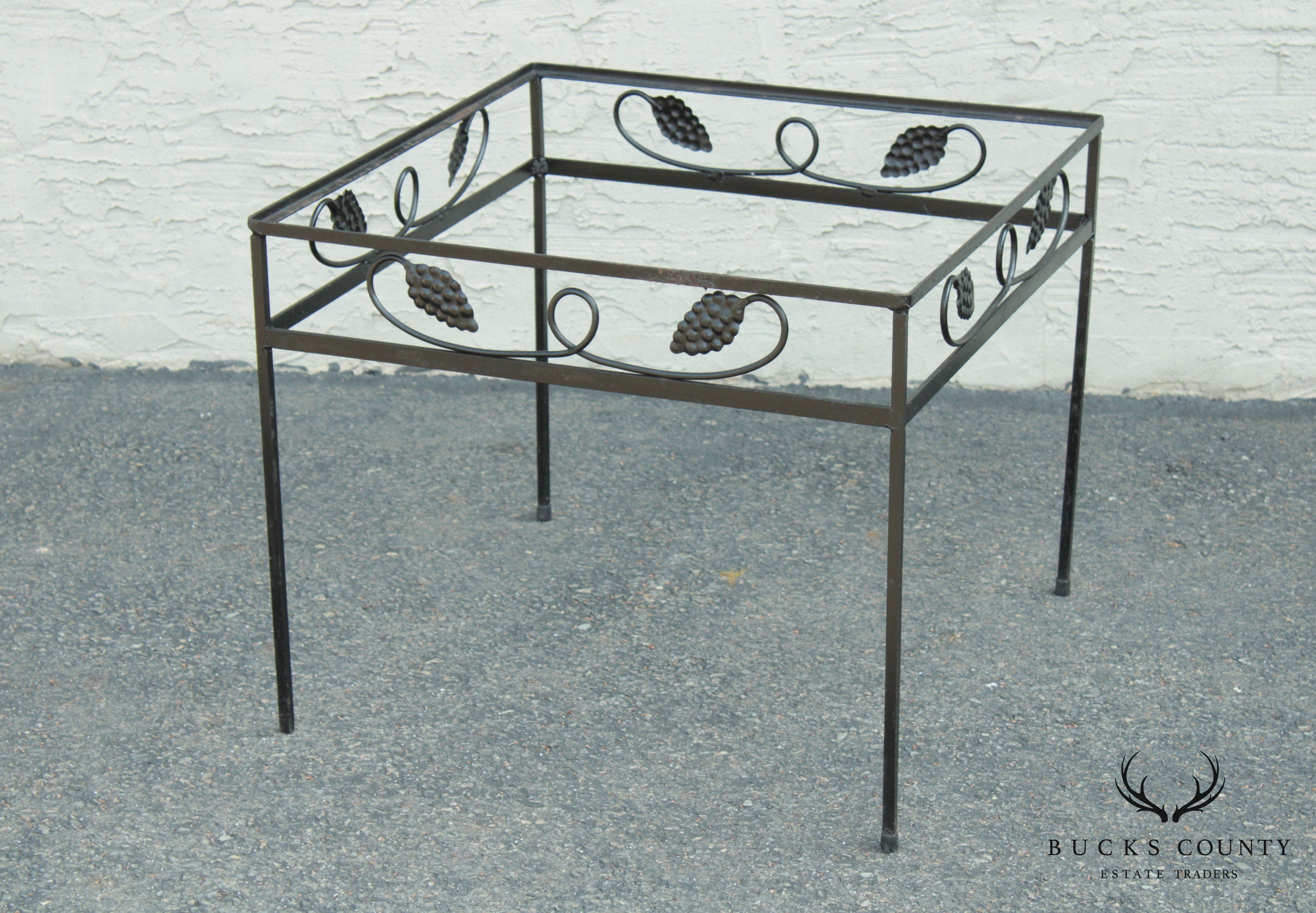 Vintage Wrought Iron Grape Pattern Garden Patio Side Table