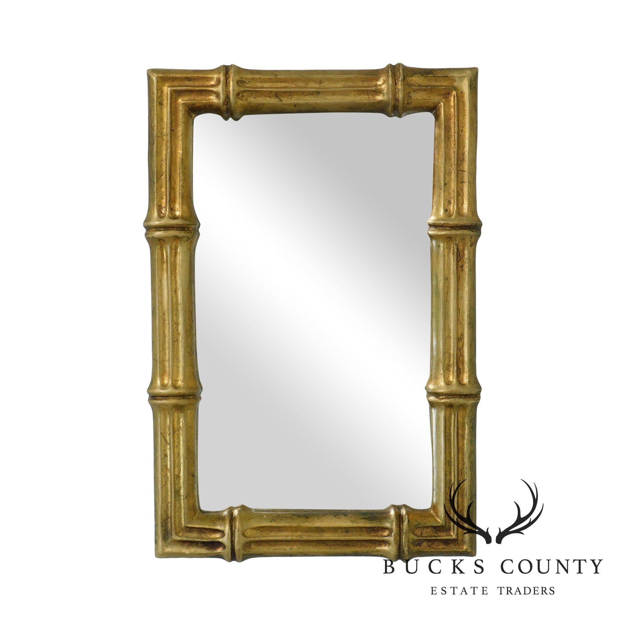 Hollywood Regency Vintage Faux Bamboo Gilt Frame Mirror