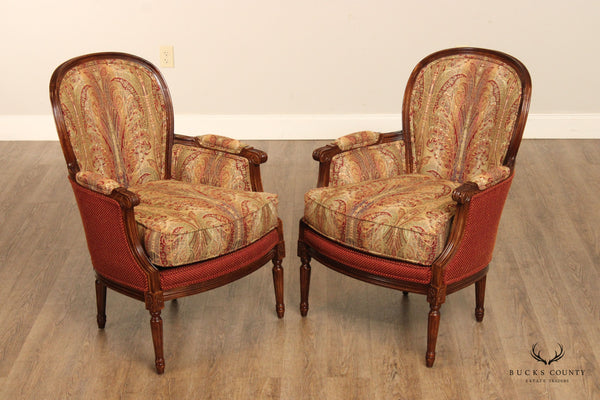 Robert Allen French Louis XVI Style Pair of Bergere Armchairs