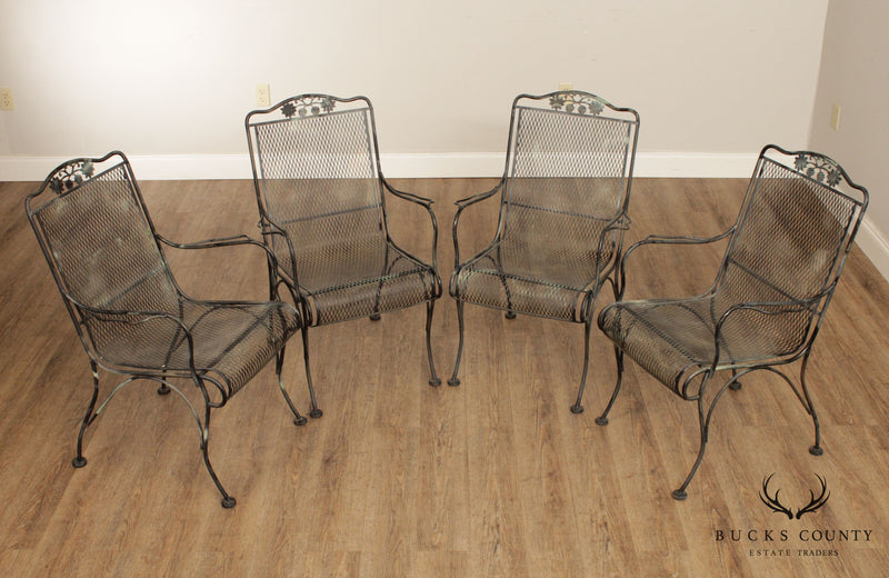 Woodard Vintage Wrought Iron Set of Four Patio Dining Chairs