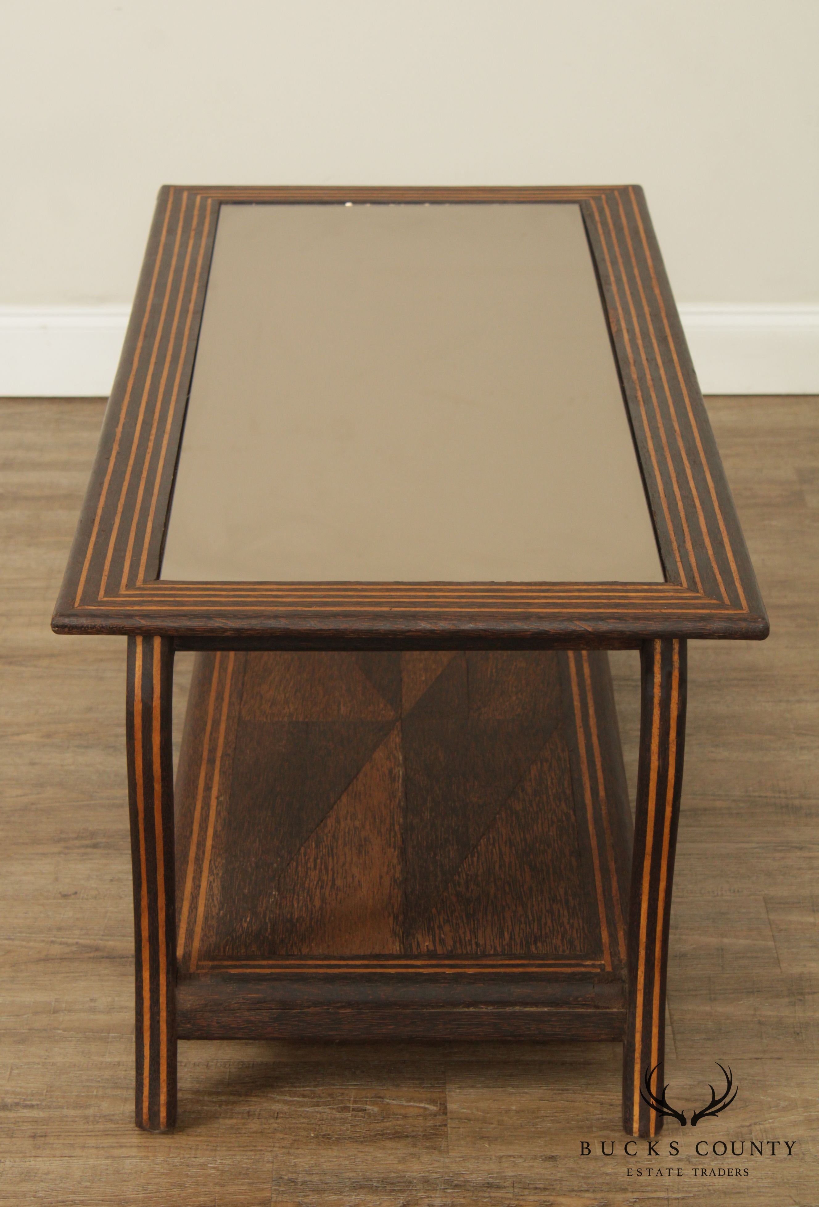 Mid Century Art Deco Style  Mirror Top inlaid Coffee Table (B)