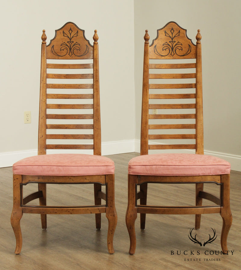 Drexel "Esperanto" Collection Vintage Pair Ladder Back Side Chairs