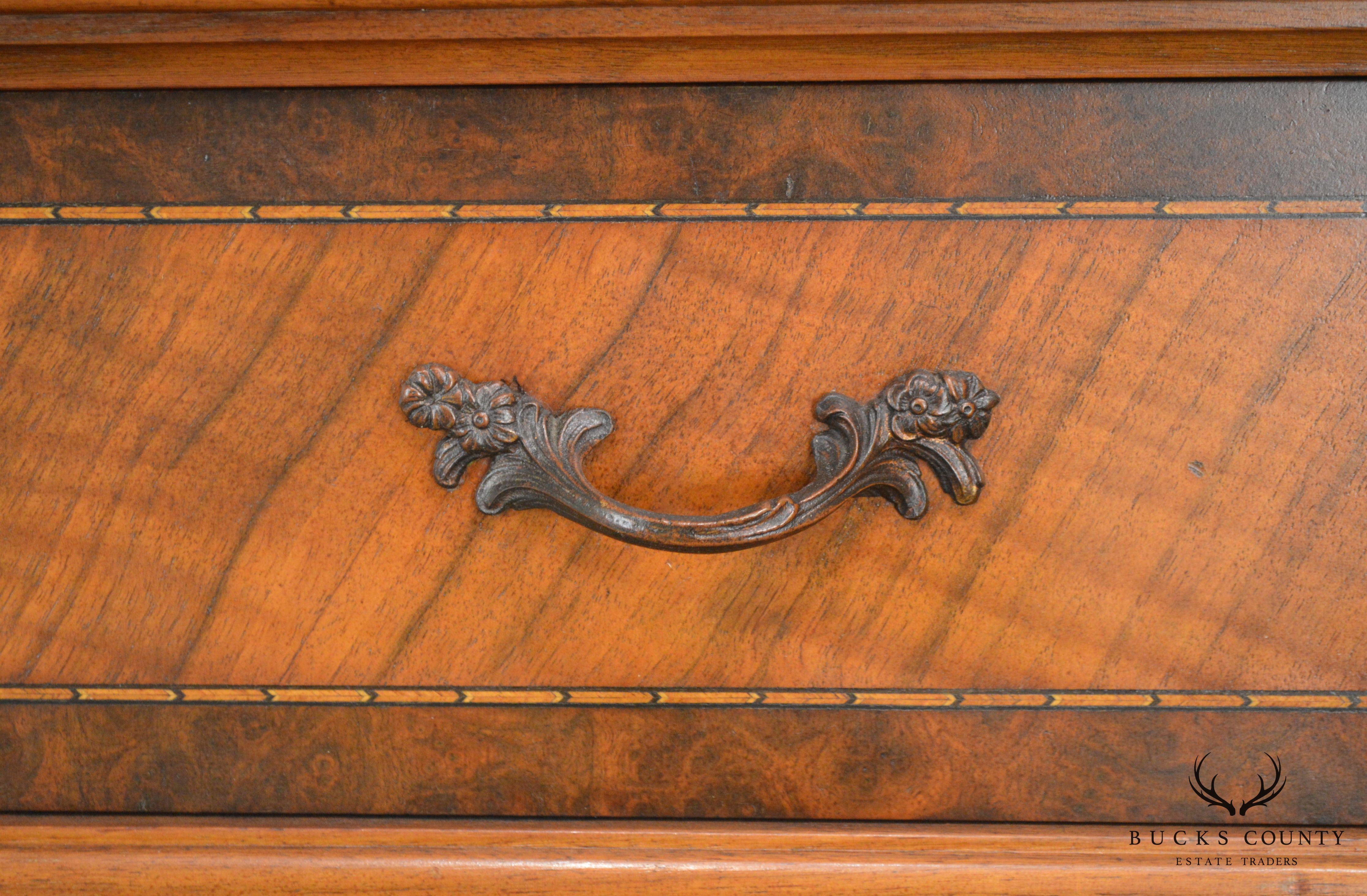 Renaissance Revival 1920's Carved Walnut Bar China Cabinet with Iron Doors