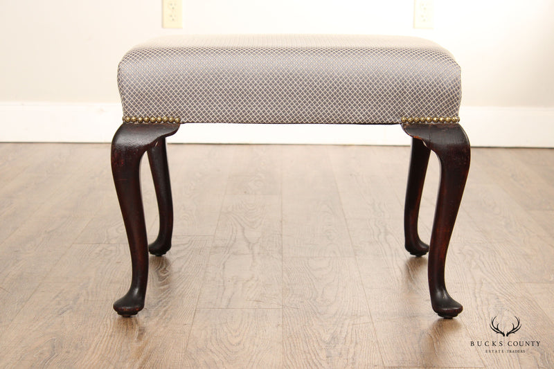 Queen Anne Style Custom Upholstered Foot Stool
