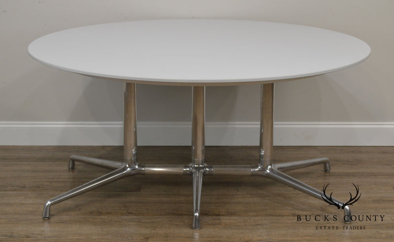 Scott Wilson for Coalesse 60" Round White & Chrome Dining or Conference Table