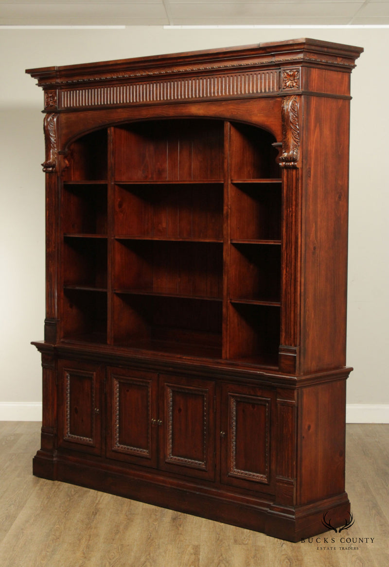 Ethan Allen Neoclassical Carved Library Bookcase Cabinet