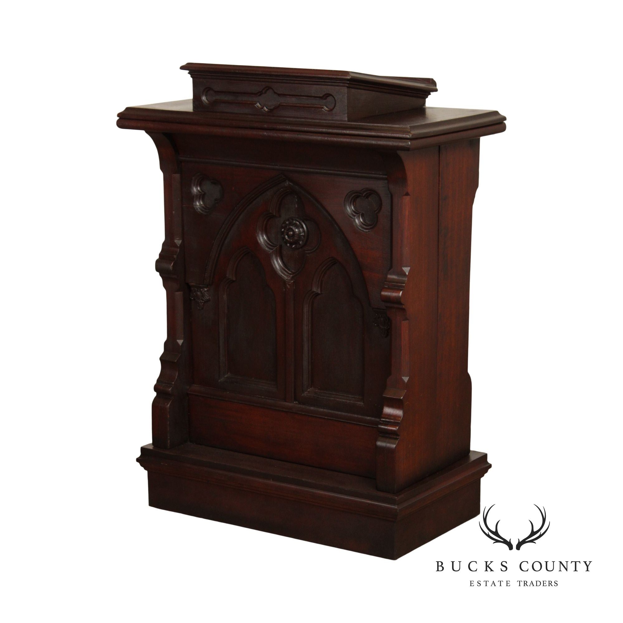 Gothic Revival Carved Walnut Podium