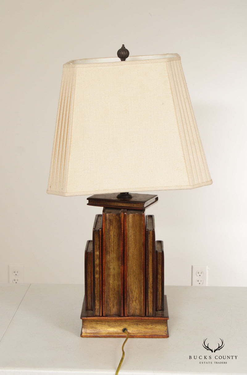 Carved Wood Faux Book Table Lamp