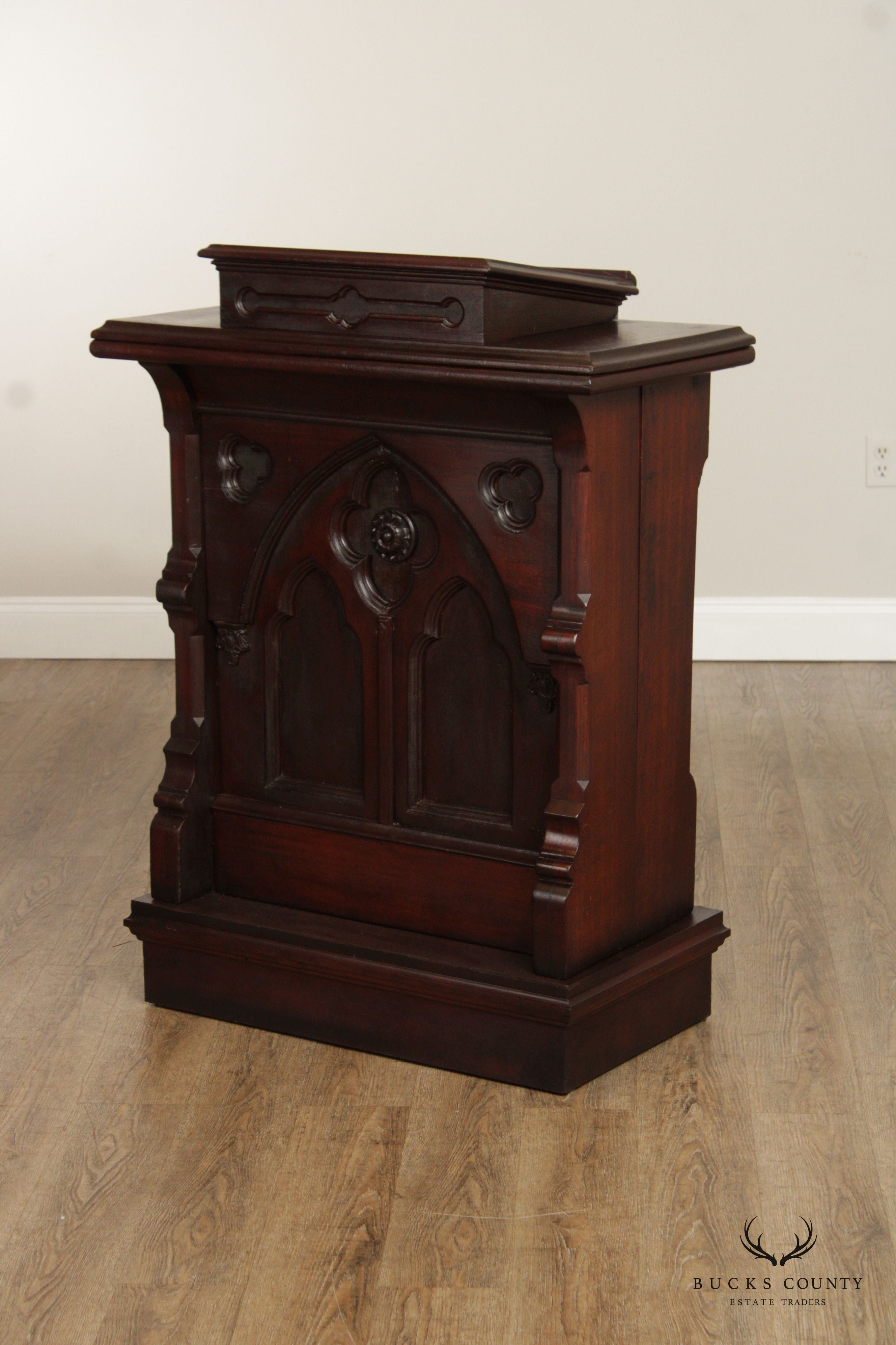 Gothic Revival Carved Walnut Podium