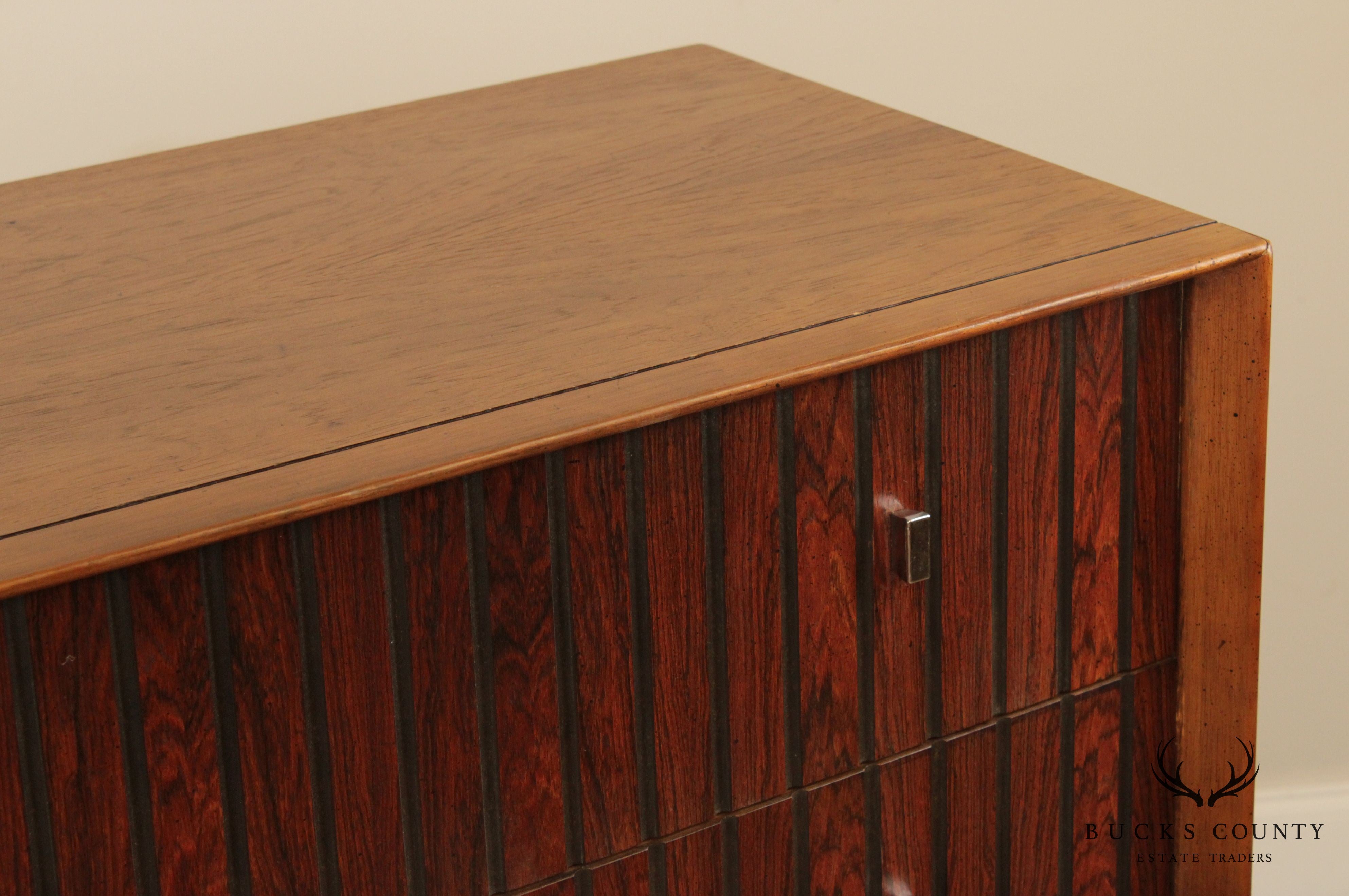 Lane Mid Century Modern Pecan & Rosewood Tall Chest