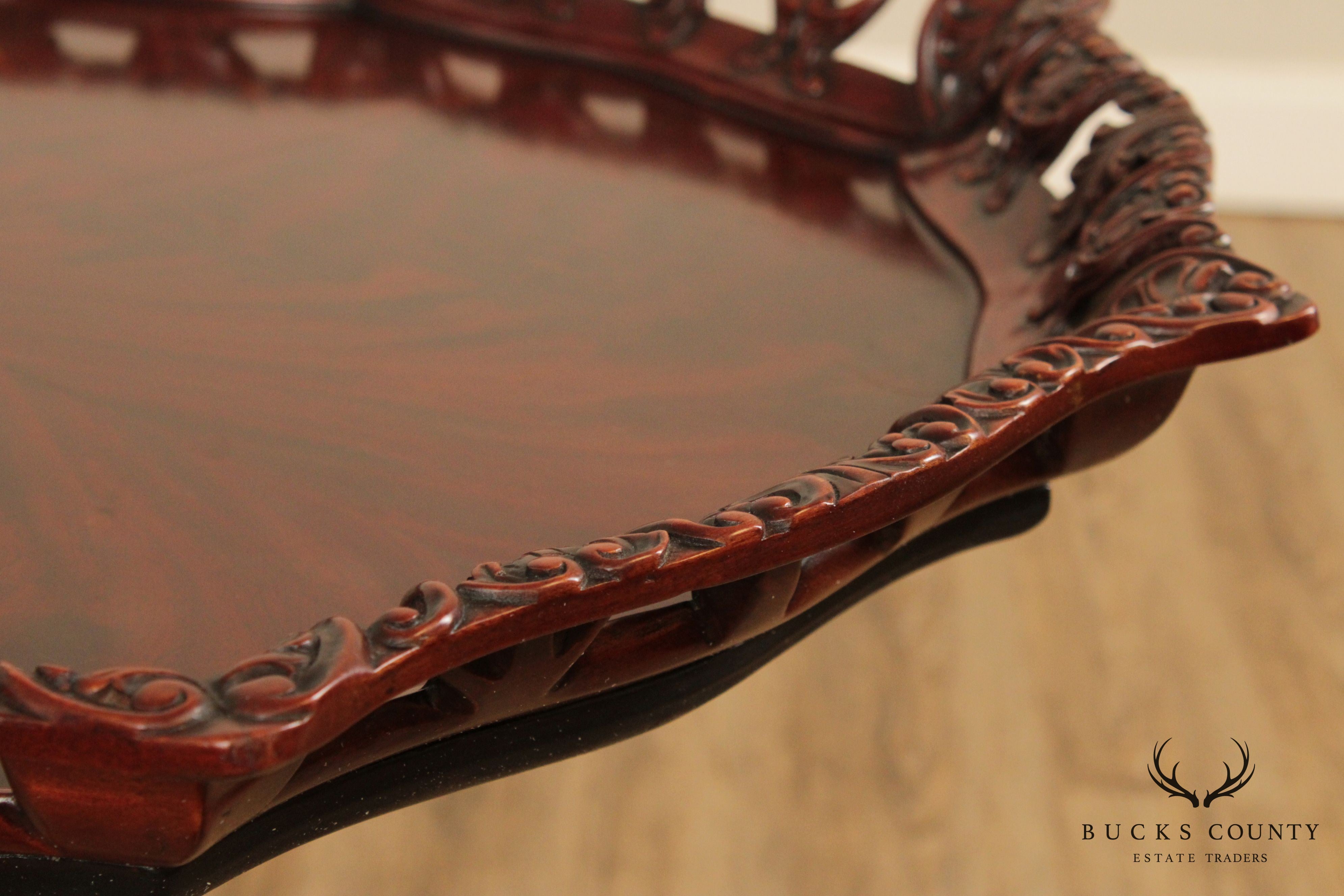 Georgian Style Carved Mahogany Pie Crust Claw Foot Side Table