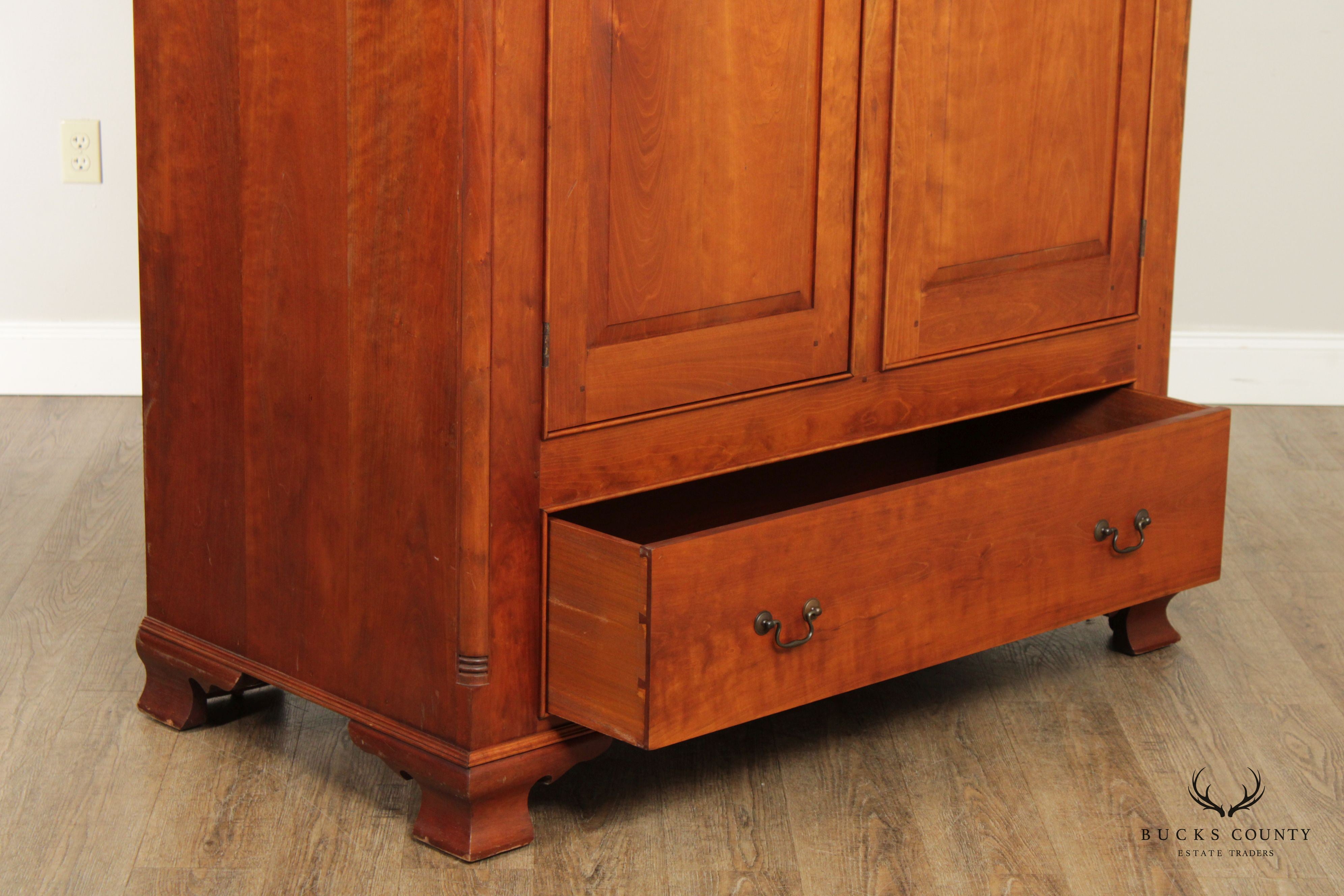 David Smith Bench Made Chippendale Style Cherry Armoire Cabinet