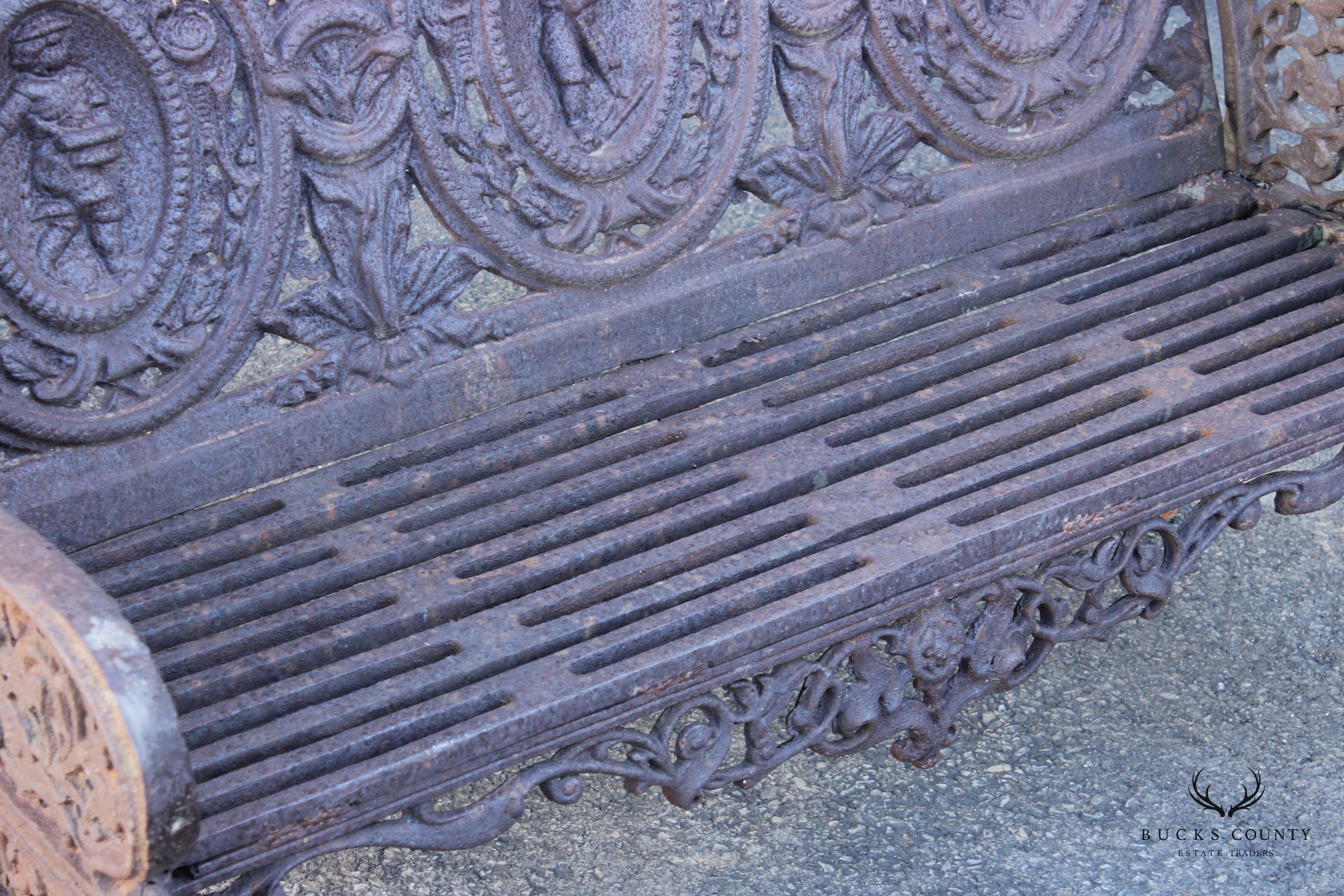 Victorian Style Cast Iron Outdoor Seasons Garden Bench