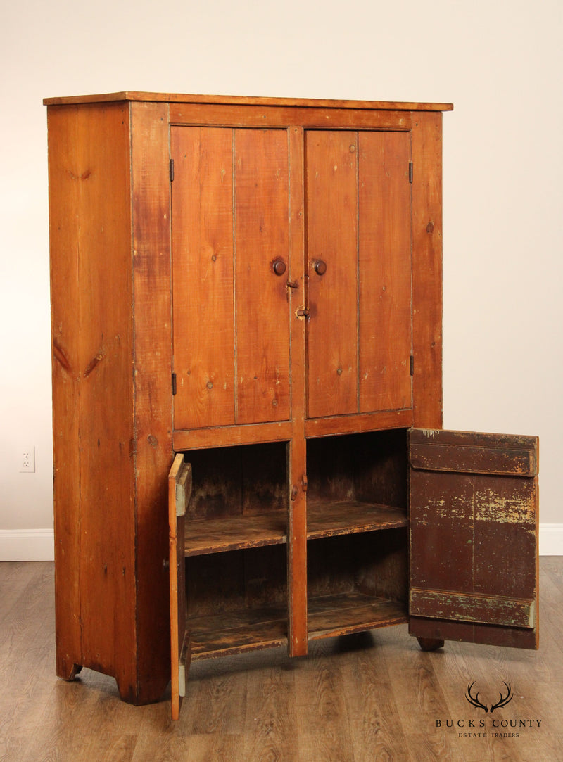 Antique Farmhouse Pine FourDoor Pantry Cupboard Bucks County Estate Traders