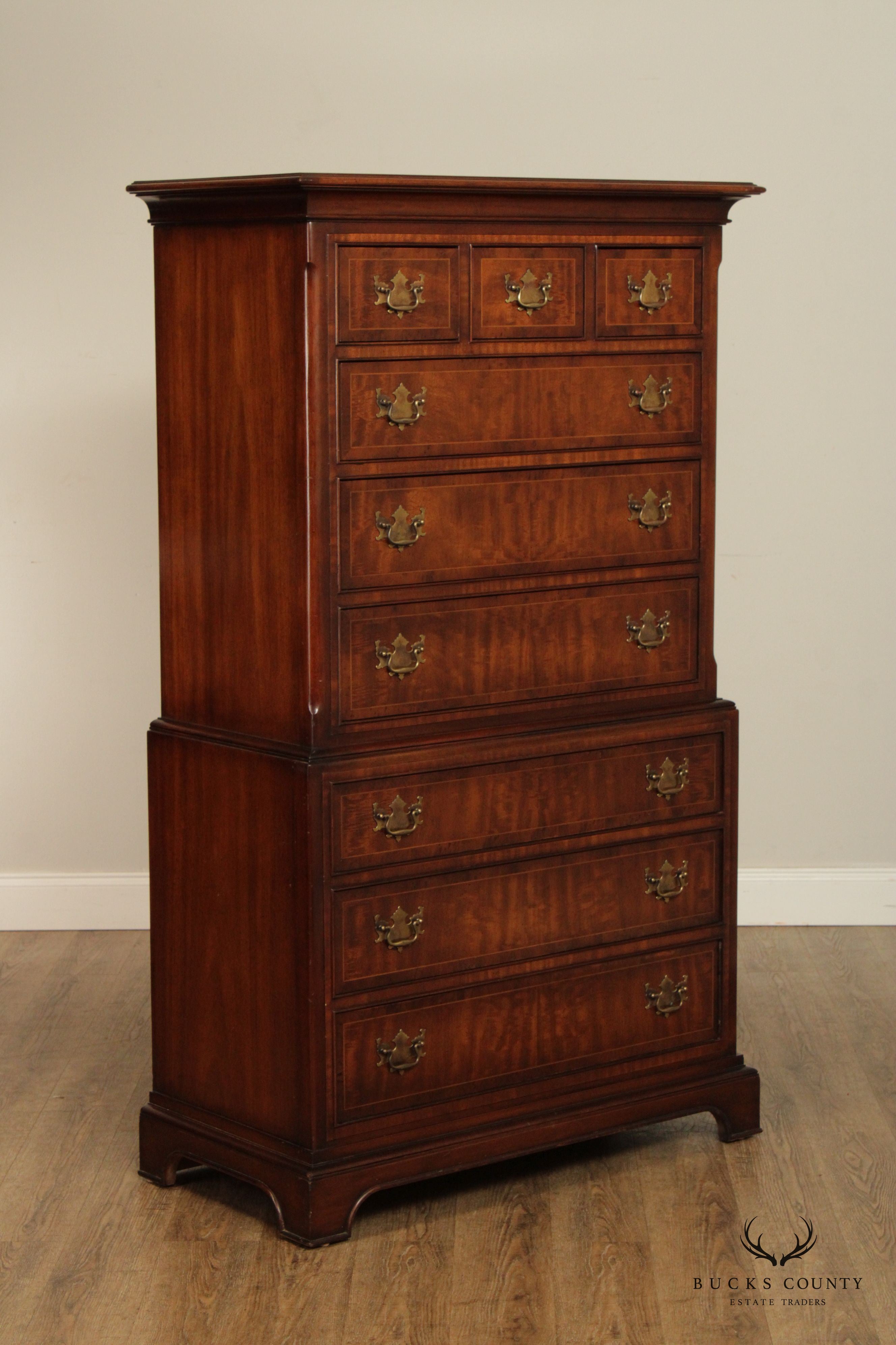 Davis Cabinet Co. Chippendale Style Mahogany Chest on Chest