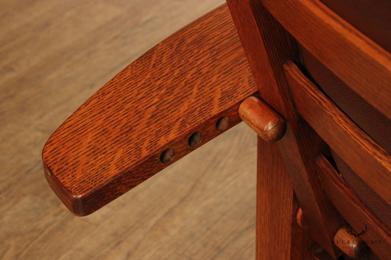 Stickley Oak Mission Classics Loose Cushion Bow Arm Morris Chair, Sprintz  Furniture