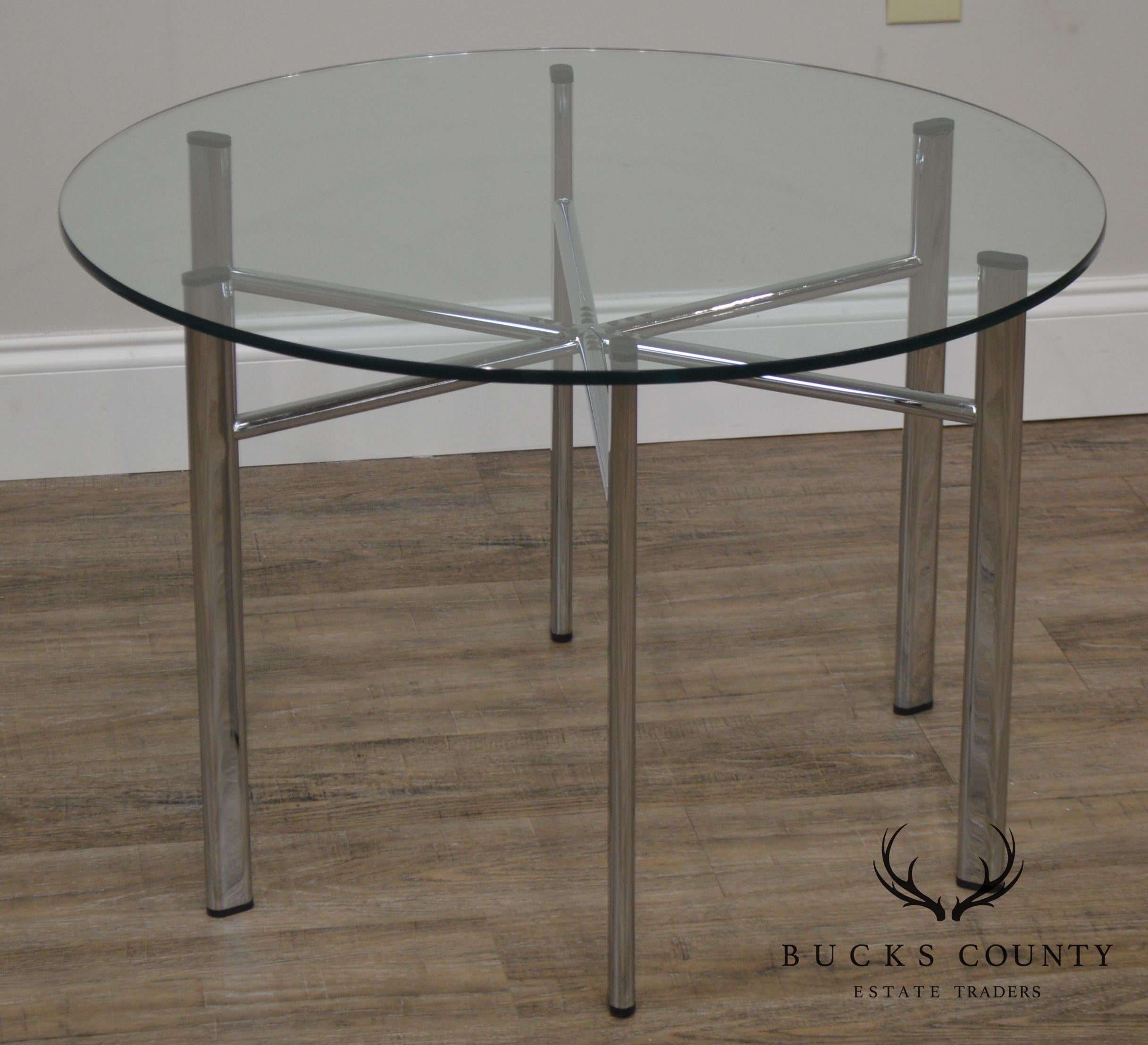 Round Glass Top Side Table w/ Chrome Base