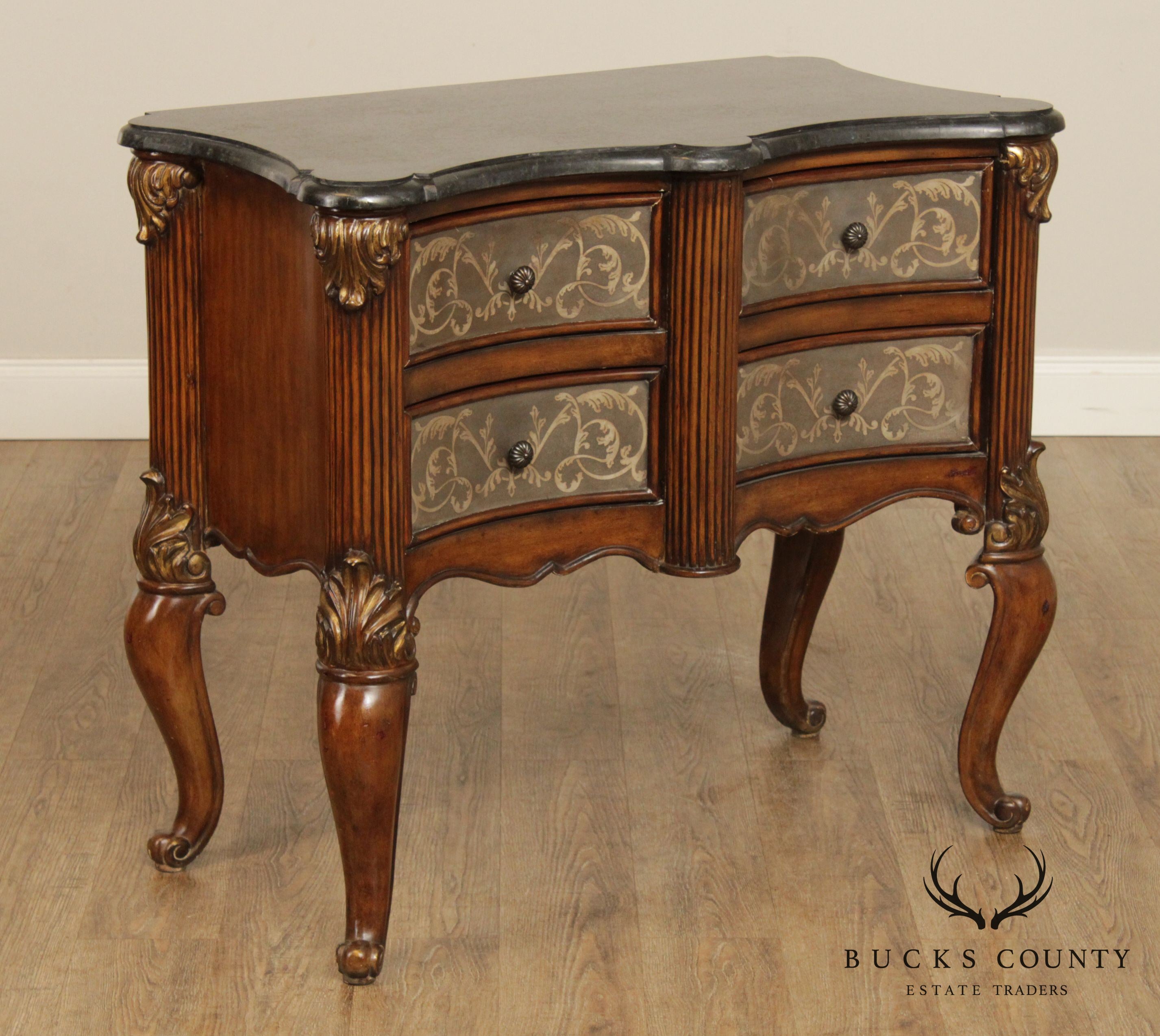 Italian Rococo Style Painted Marble Top Chest