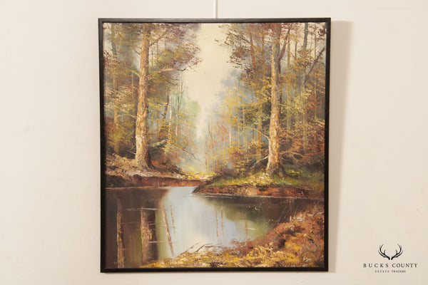 20th Century Forest Landscape with Stream Oil Painting, by Rothschild