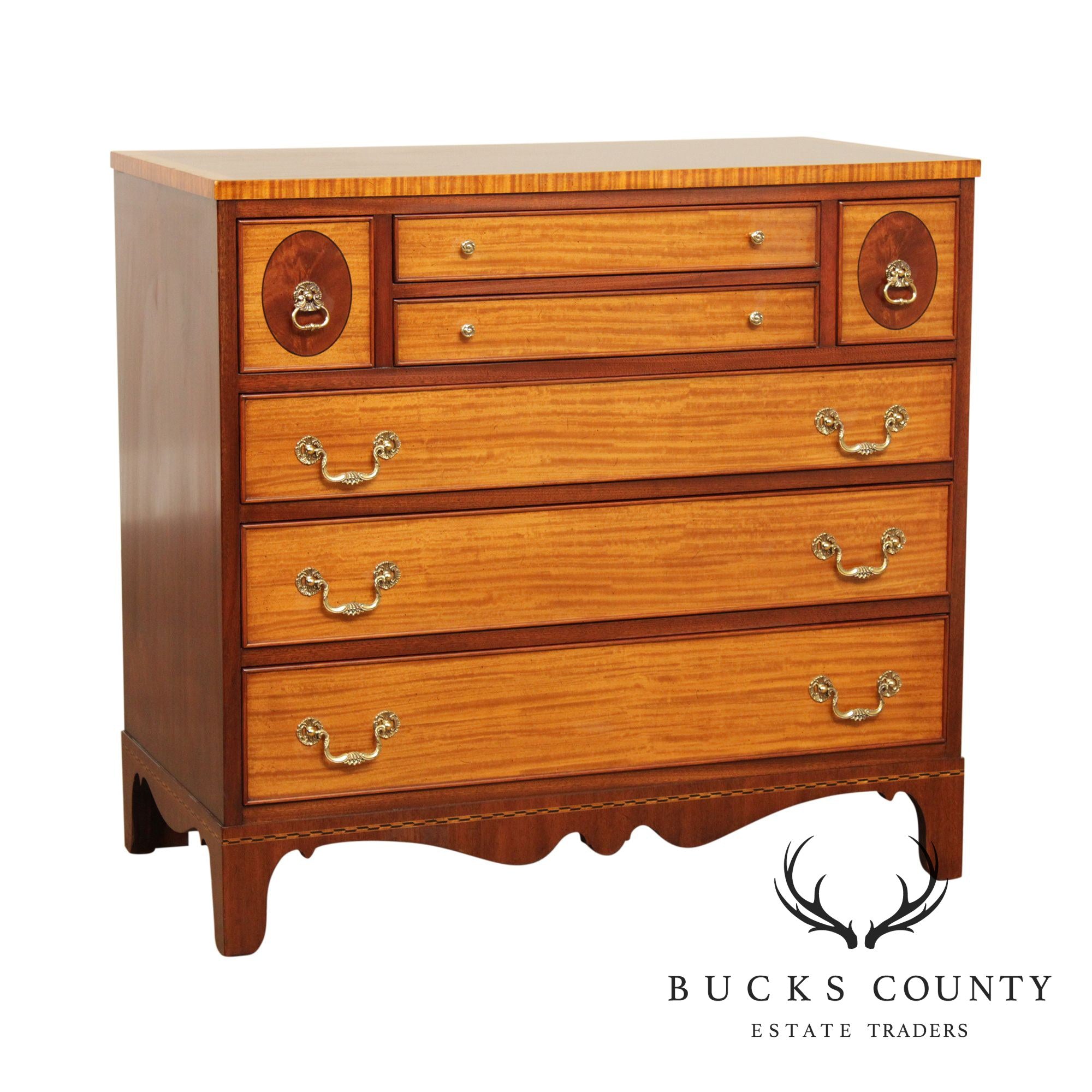 Henkel Harris Hepplewhite Style Mahogany Inlaid Chest of Drawers