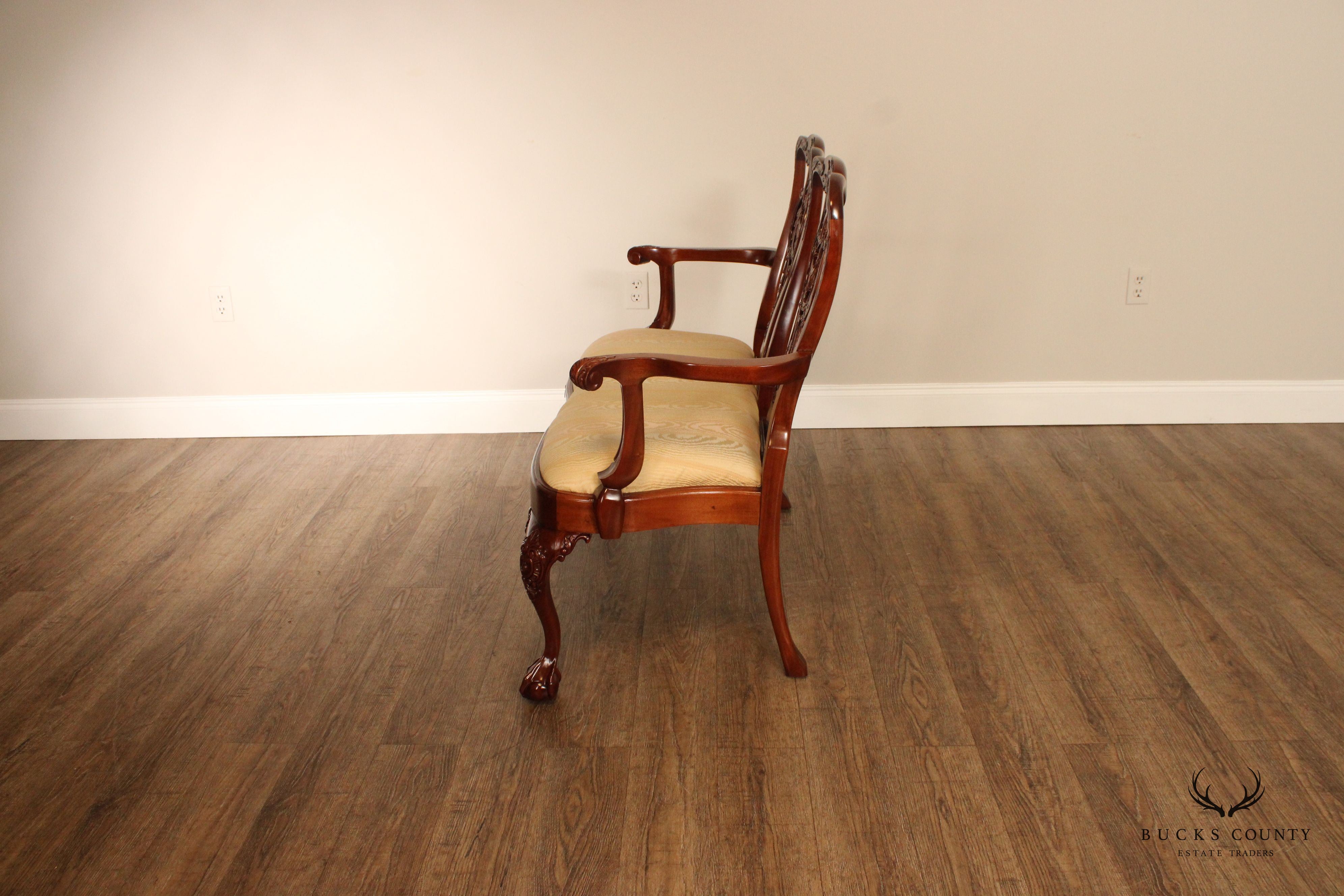 Chippendale Style Carved Mahogany Settee