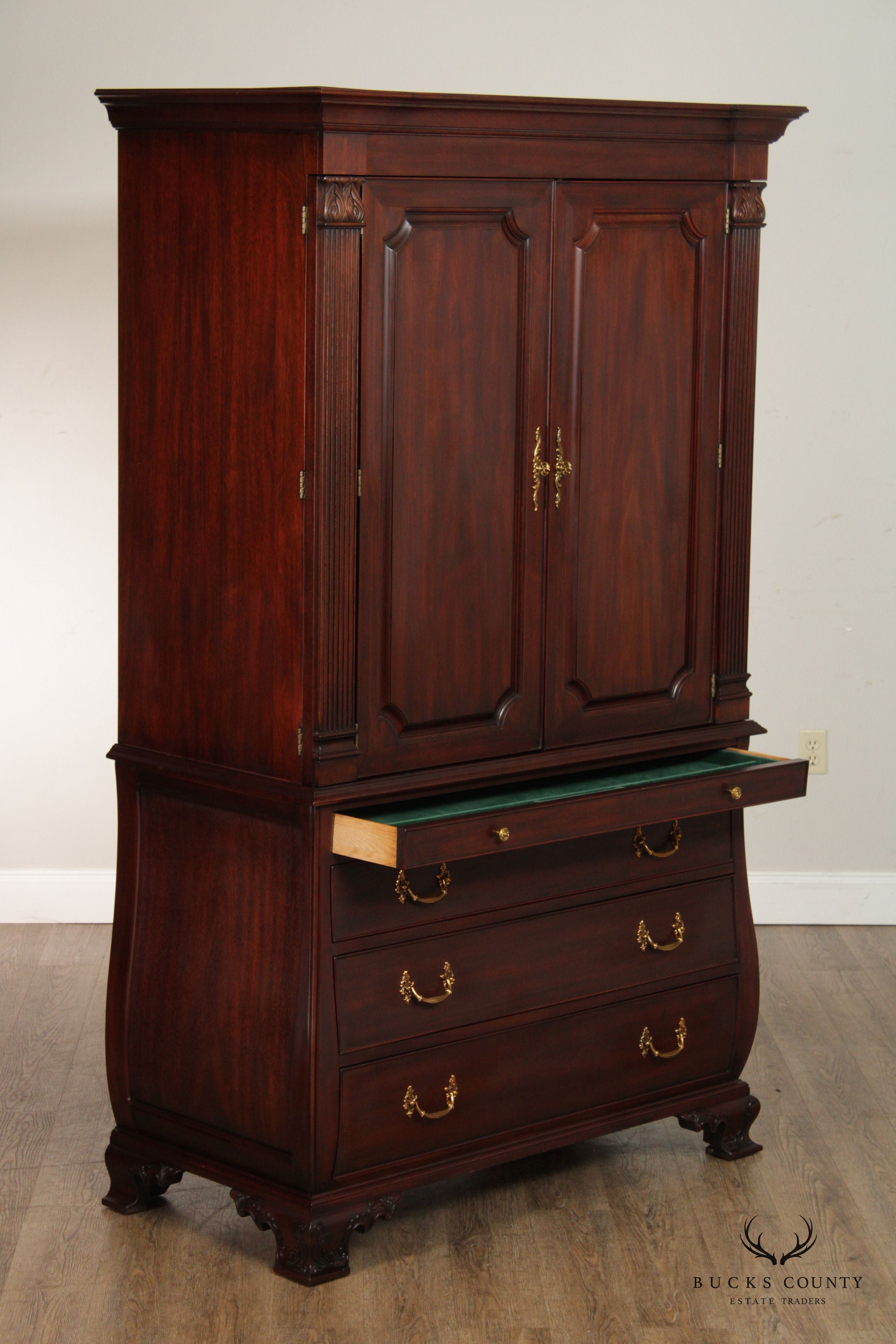 Henkel Harris Mahogany Bombe Armoire Cabinet