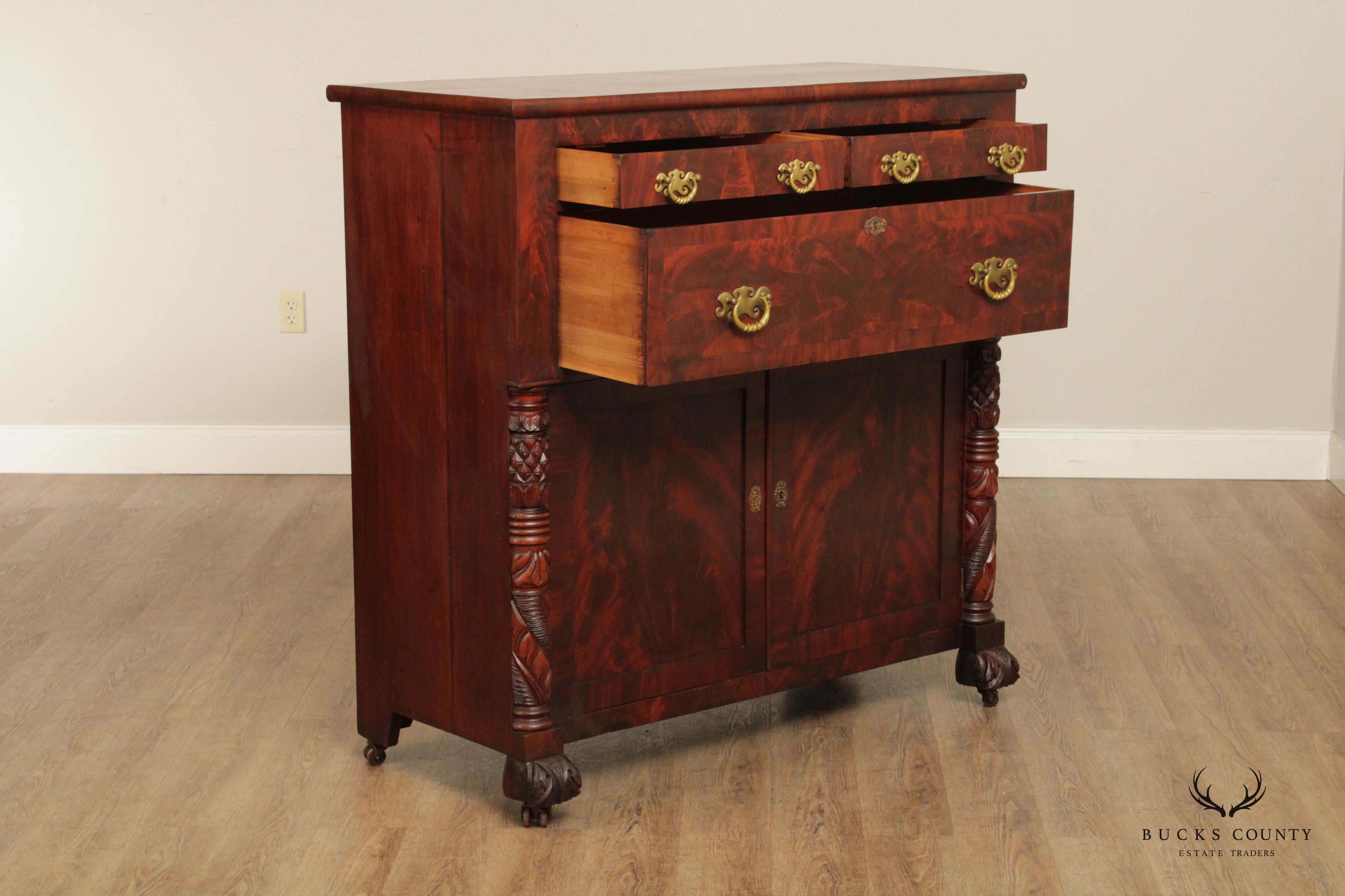 Antique 19th C. American Classical Flame Mahogany Cabinet