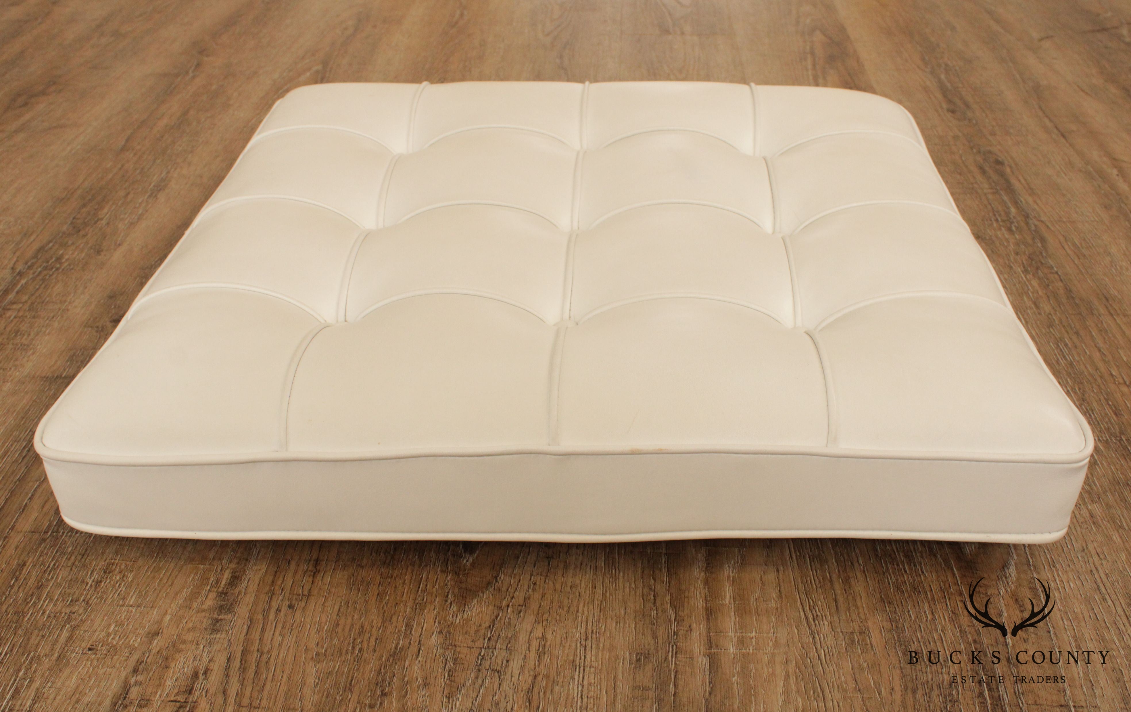 Knoll White Leather Seat Cushion