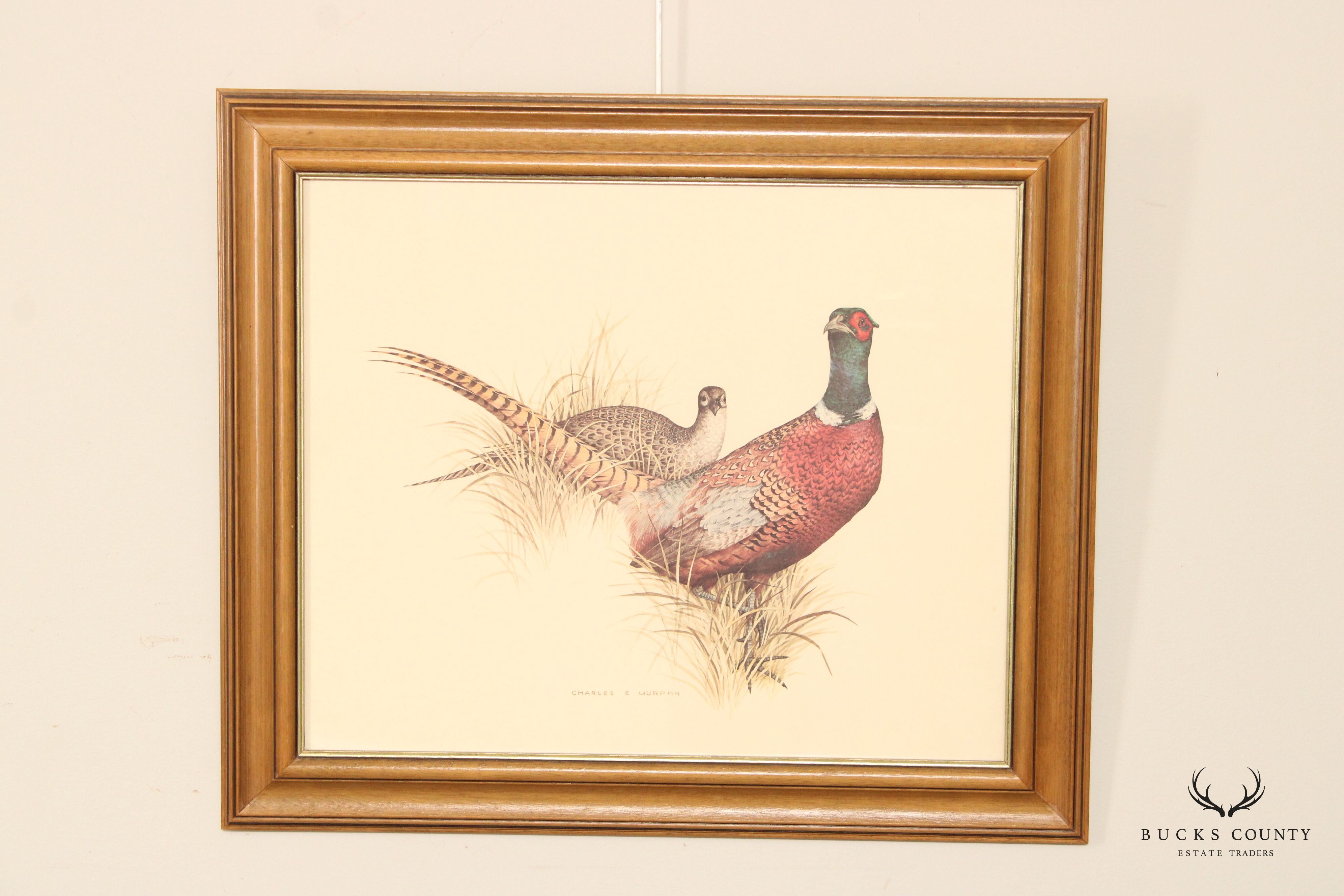 Charles E. Murphy 'Ring Neck Pheasant' Lithograph, Custom Framed