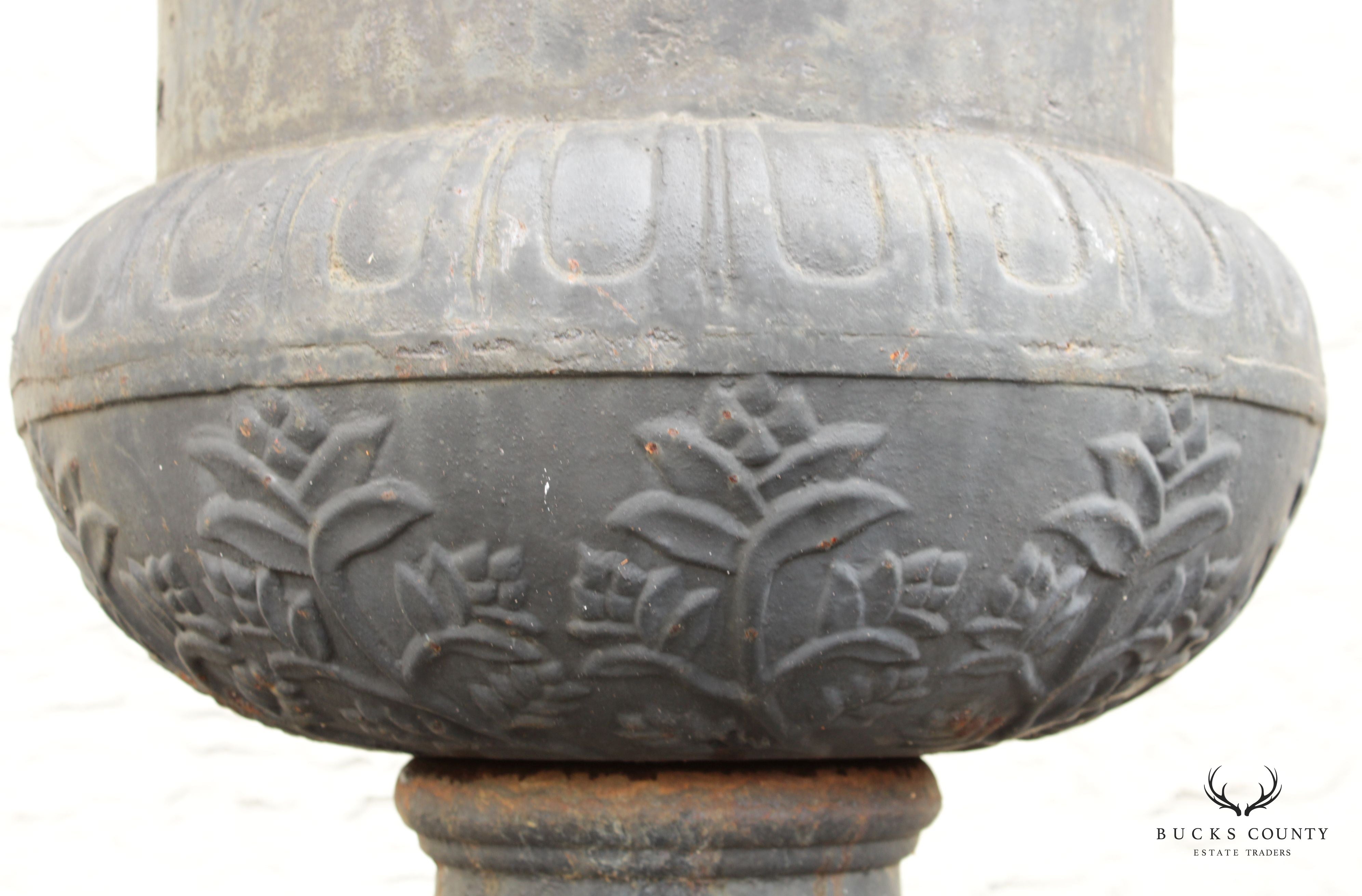 Vintage French Style Cast Iron Garden Urn Planter