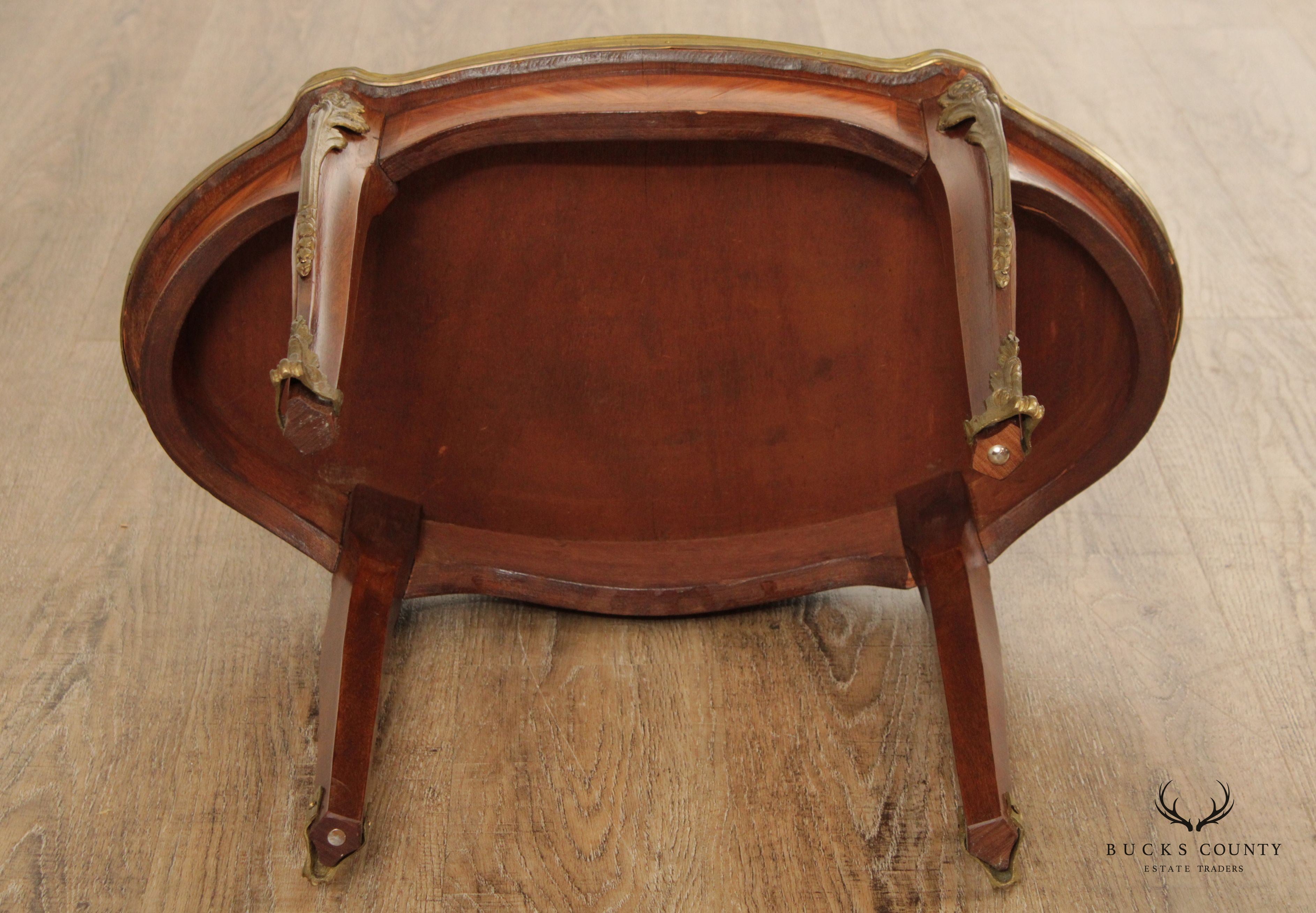 French Louis XV Marquetry Inlaid Cocktail Table