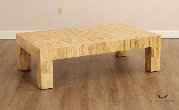 Mid Century Modern Tessellated Wood Large Coffee Table