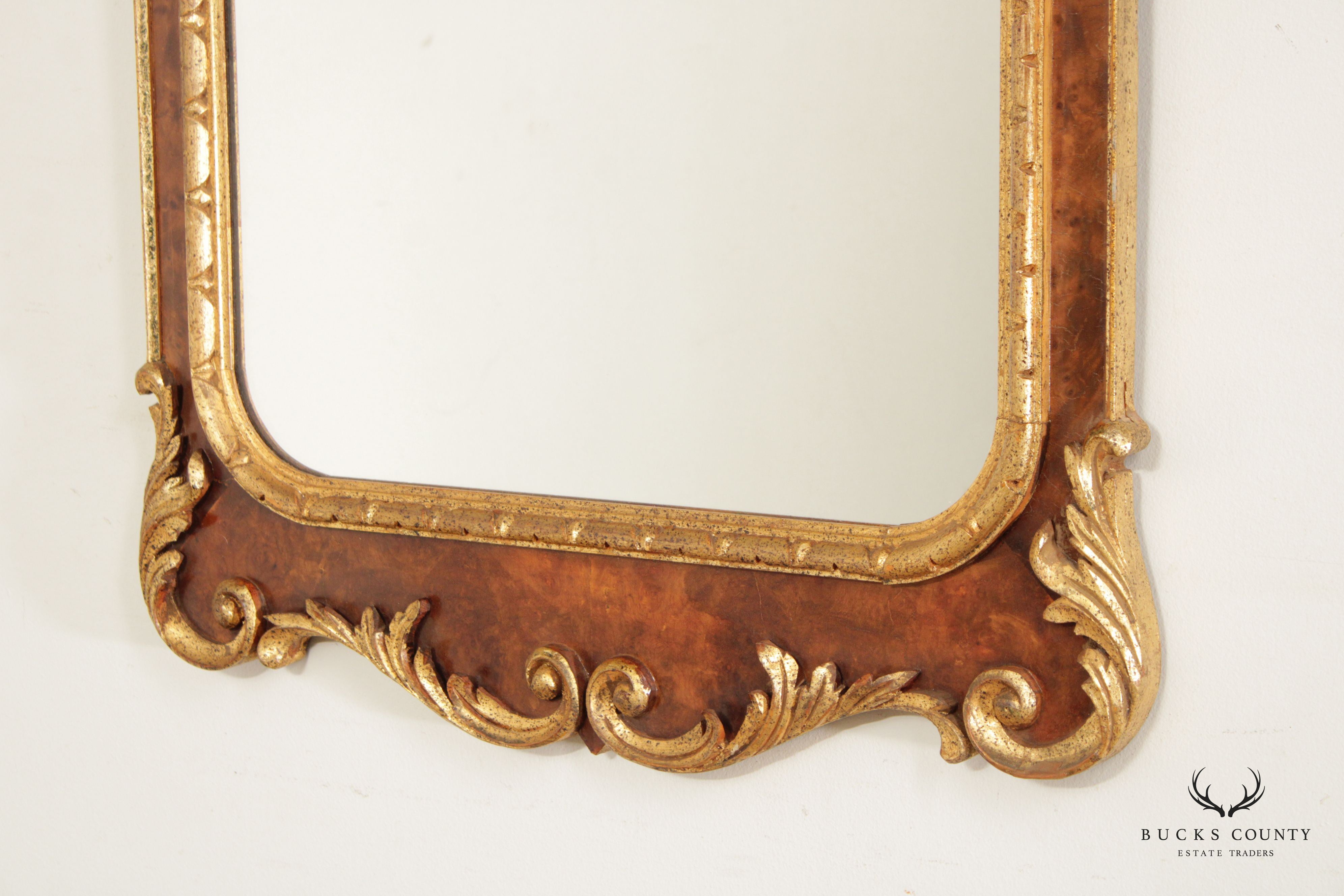 George II Style Parcel Gilt and Burl Walnut Wall Mirror