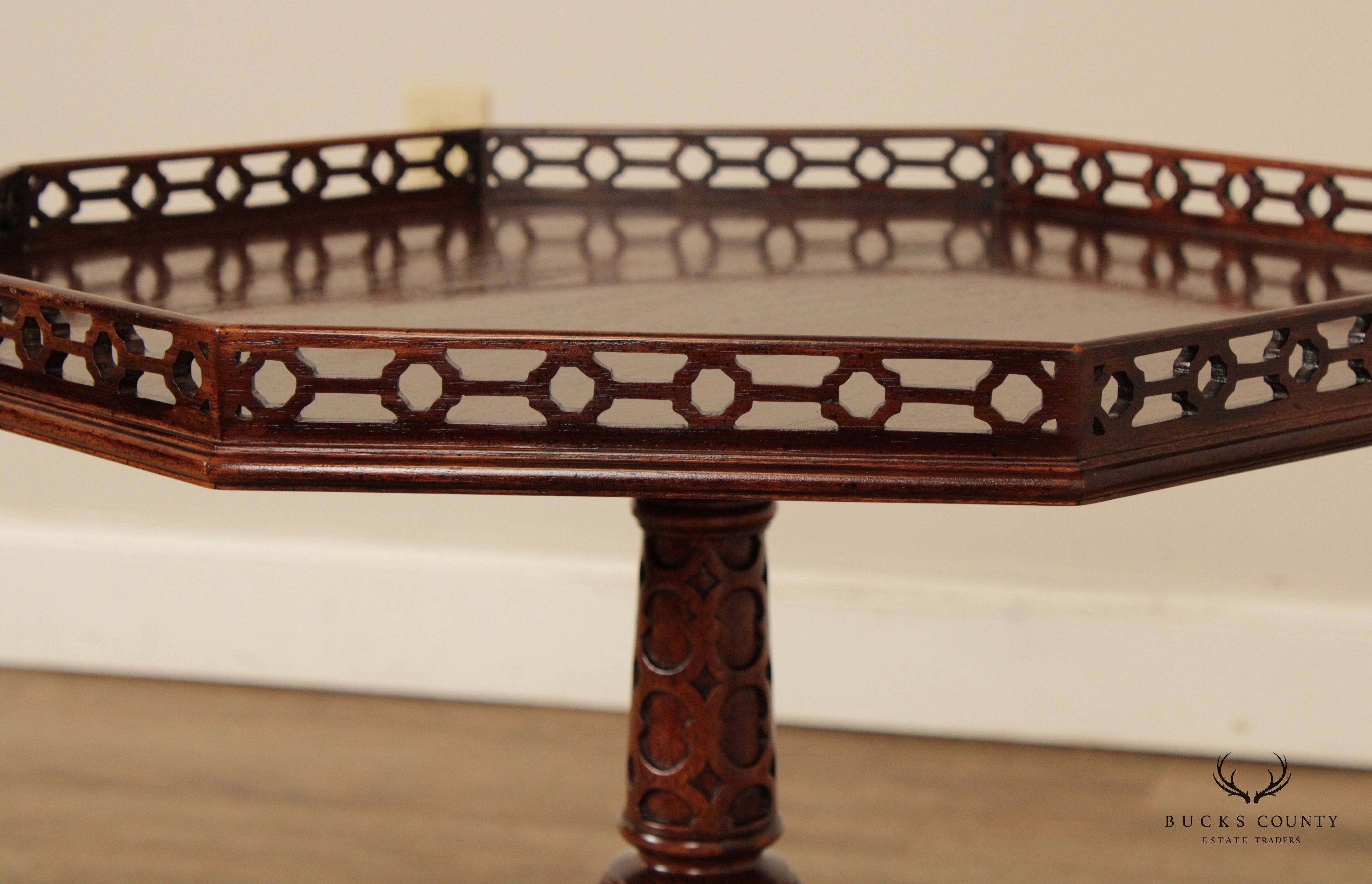 Rococo Style Octagonal Carved Mahogany Side Table