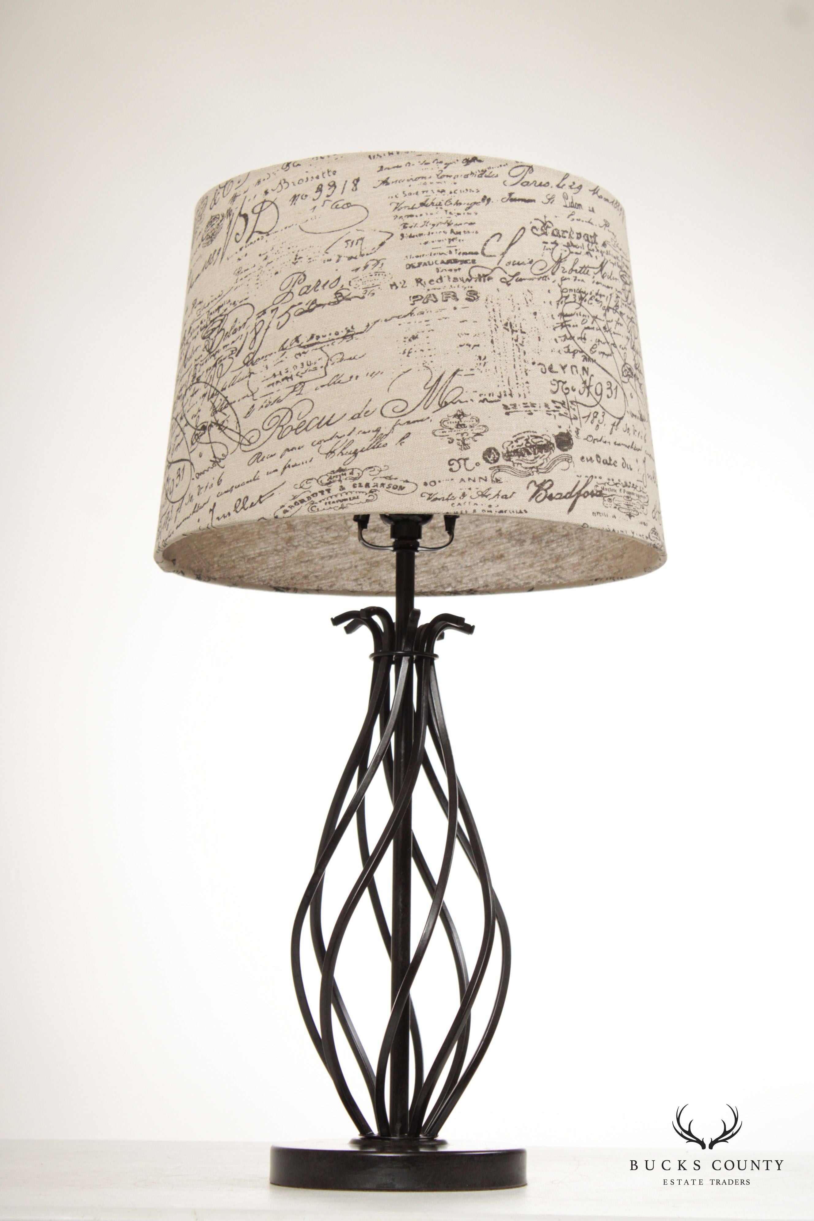 Contemporary Pair of Twisted Steel Table Lamps