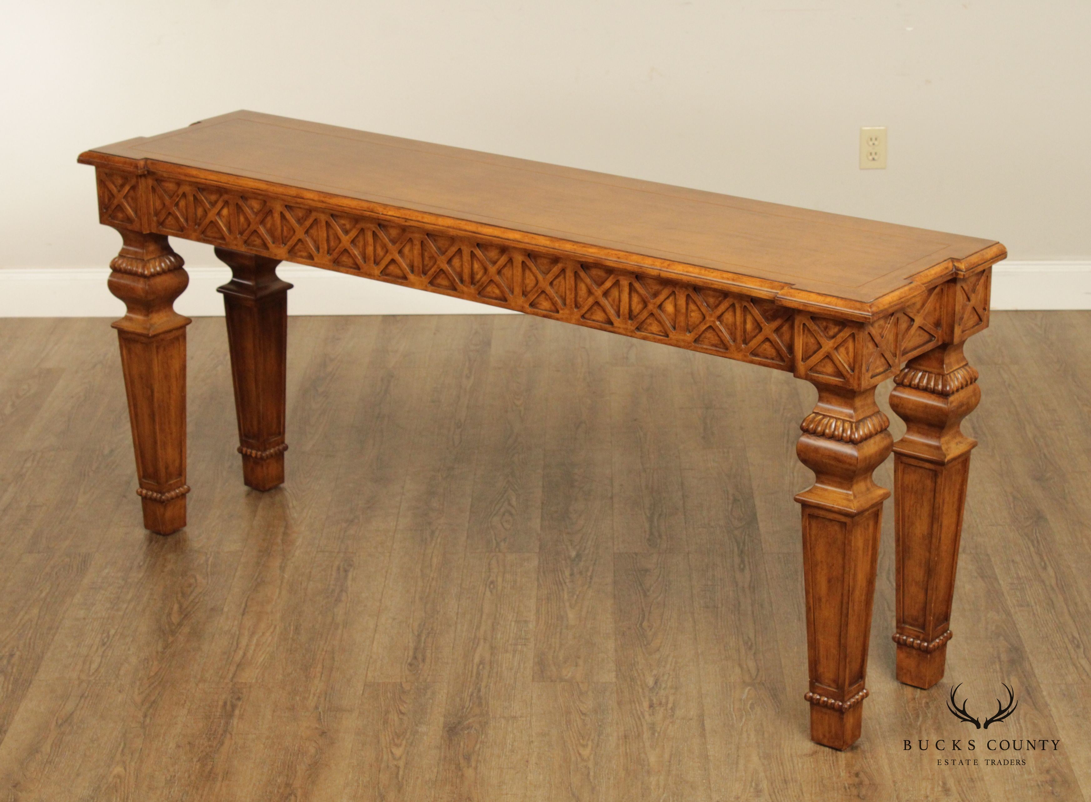 French Neoclassical Style Long Carved Wood Console